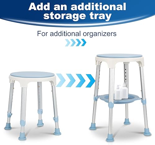 Miniatura 3 de Fuairmee Silla de ducha giratoria de 360 grados con reposabrazos, silla de ducha ajustable de 350 libras para ducha interior, silla de ducha con