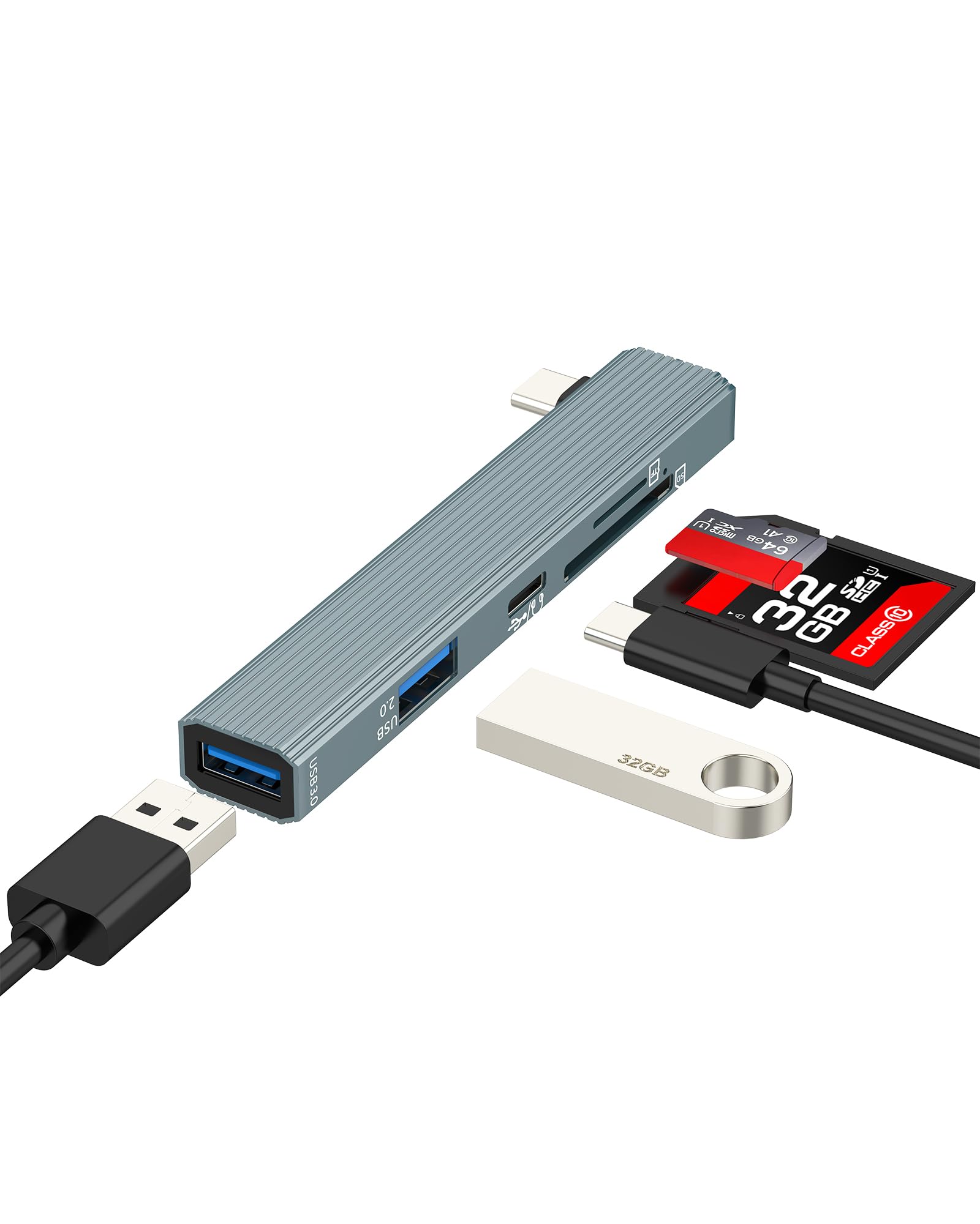 USB C to USB HUB(5in1)for Apple OTG 3.0 Adapter SD Card Reader MacBook for iPad Laptop Docking Station Type C Charger Cable Splitter for iPhone 16 15