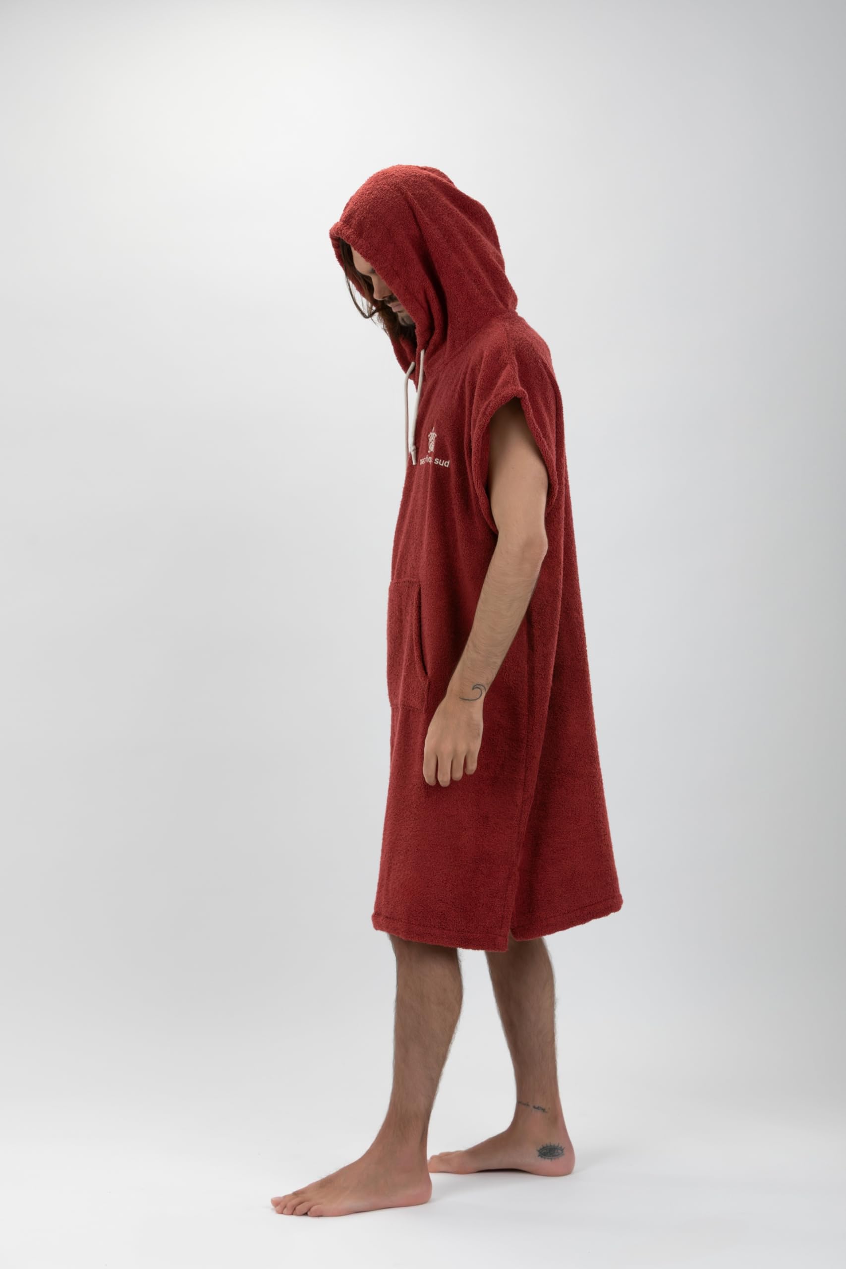 Surf Poncho Peignoir de bain polyvalent sans manches avec capuche et poche avant, en coton premium, idéal pour le surf, la natation, le camping et les sports de plein air Unisexe Taille