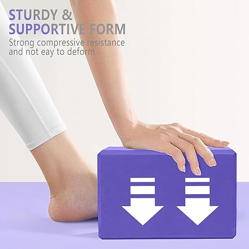 Miniatura 6 de 2 Pack 9x6x4 Yoga Blocks with Stretch, Durable Yoga Foam Blocks, High Density & Non Slip Surface for Yoga, Pilates, Stretching, Dance, Ballet,