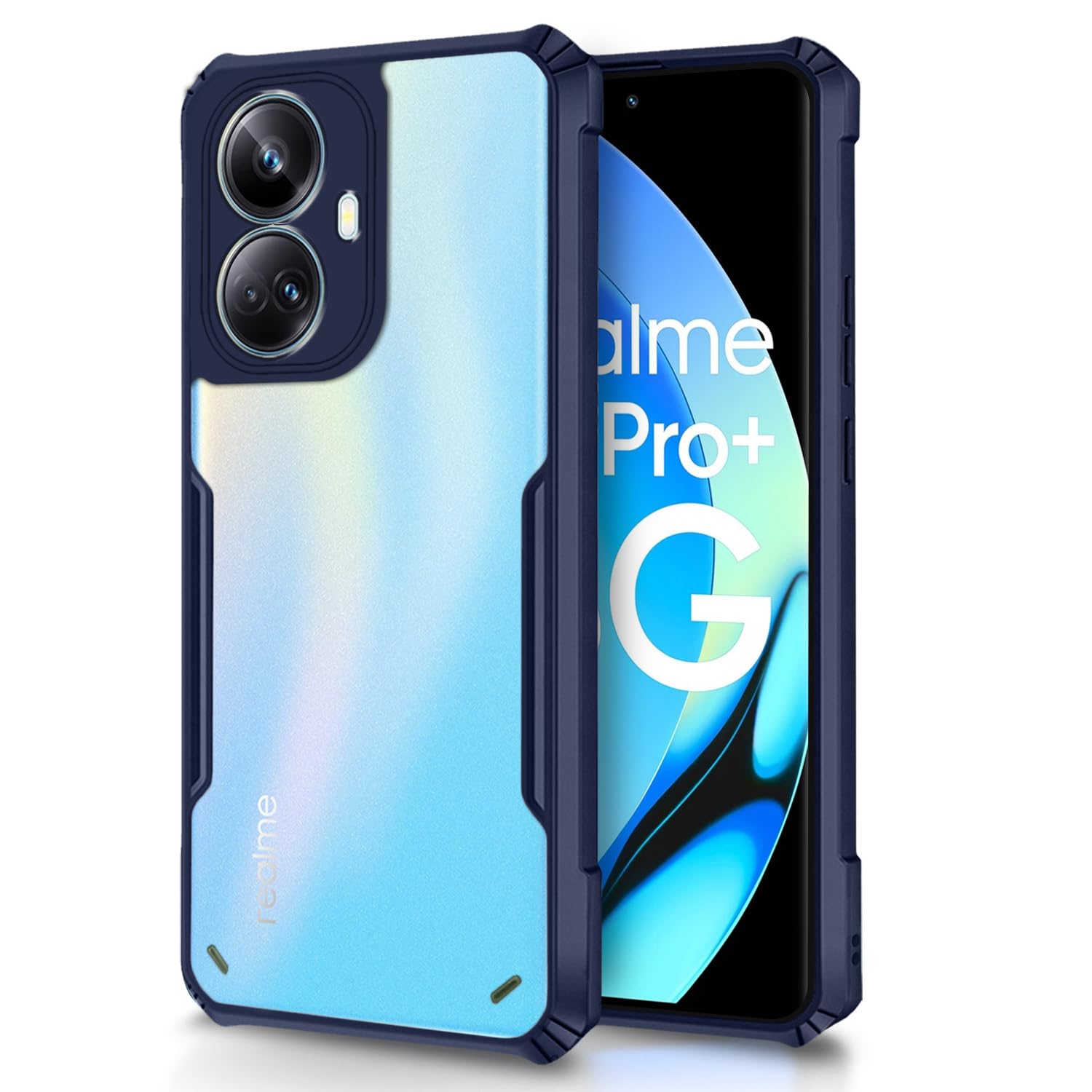 Amazon Basics Back Cover for Realme 10 Pro Plus 5G | Crystal Clear Transparent Back | Ultra Hyrbid | Full Camera Protection | Raised Edge | Bumper Cover (Blue)