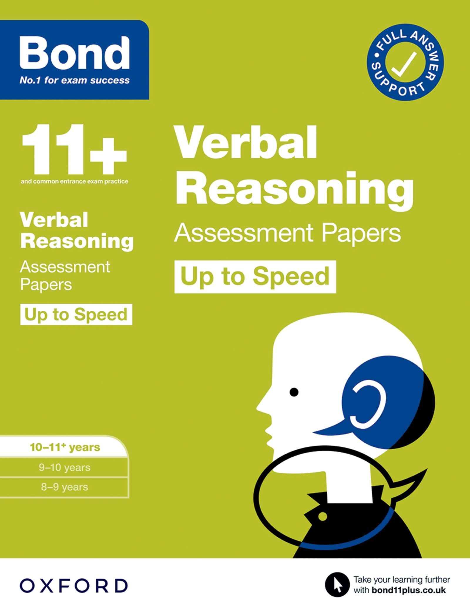 Bond 11+ Verbal Reasoning Up to Speed Assessment Papers with Answer Support 10-11 years: Ready for the 2026 exam (for GL Assessment & other 11 plus exams) (Bond: Up to Speed)