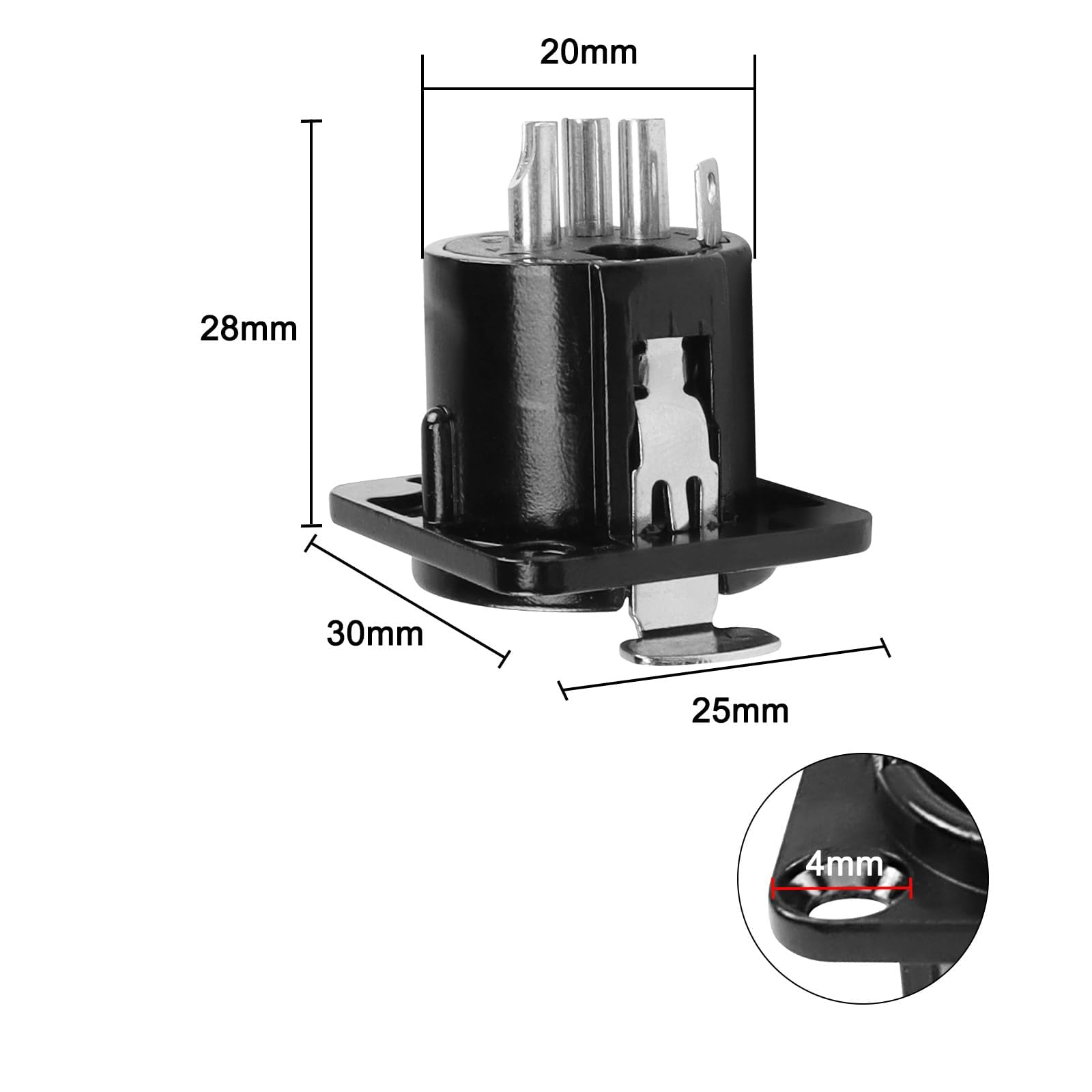XMSJSIY 4 Pin XLR Panel Mount Connector XLR Female Socket Audio Speaker Microphone Connector D-Type Chassis Solder for Microphone Musical Instruments- 4pcs… (4 Pin Female)