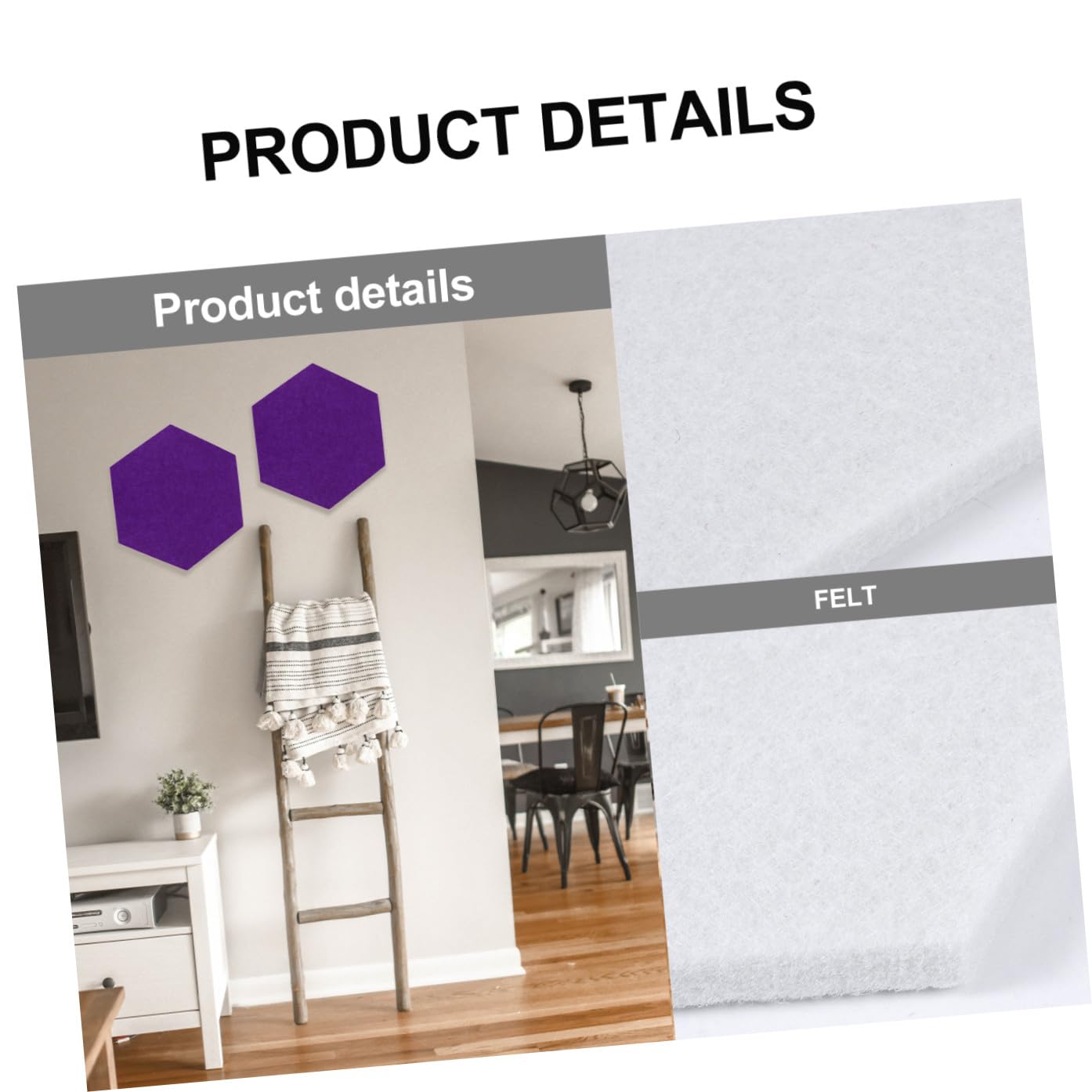 Filz Pinnwand Sechseckig 10 Stück Violett für Fotos und Schlüssel | Wanddeko für Zuhause, Modernes Schlichtes Design, Geeignet als Notizwand im Wohnzimmer