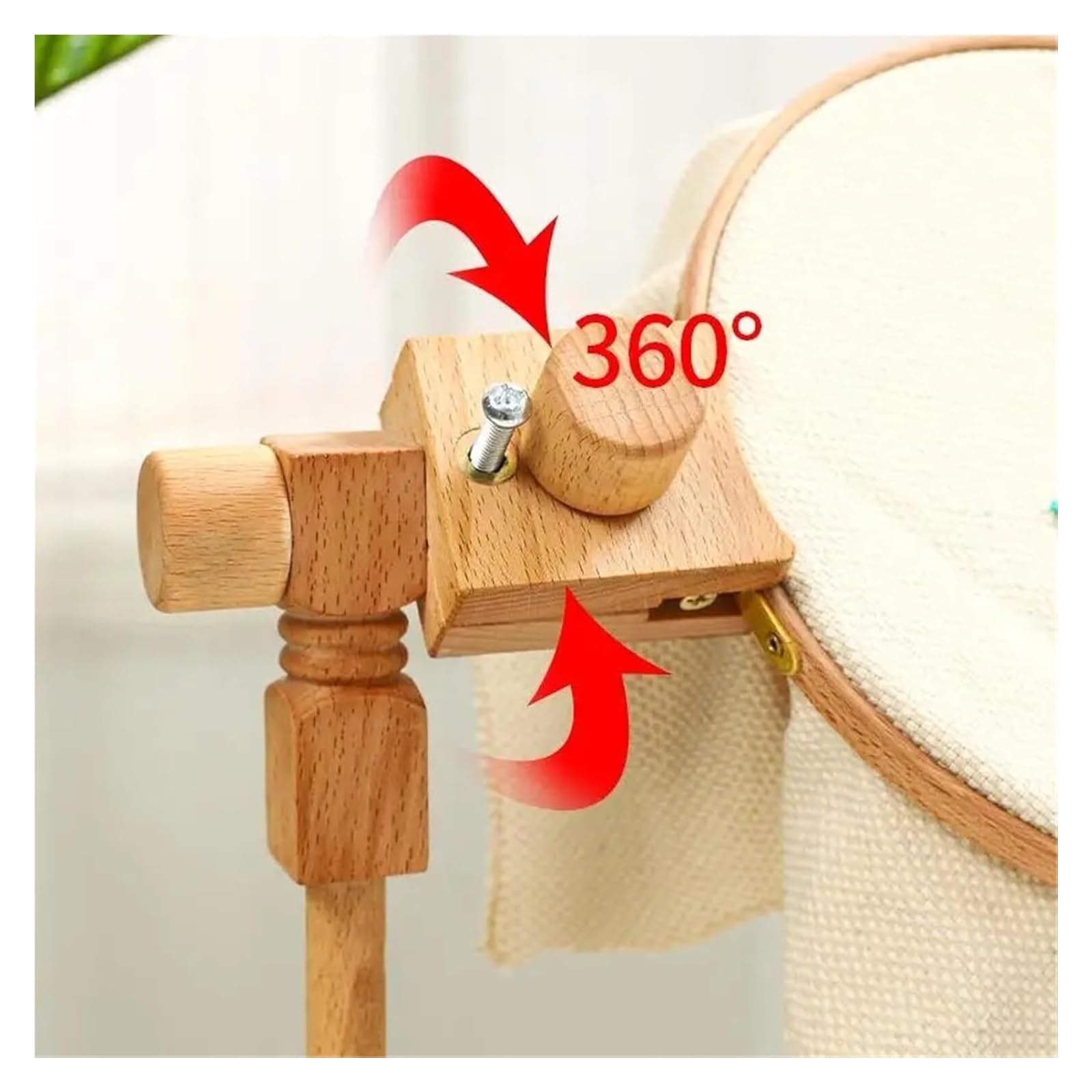 Ramka do haftu krzyżykowego, Drewniany stojak na tamborek z możliwością regulacji obrotu o 360 stopni do haftu krzyżykowego wielokolorowego(01-with 15cm Hoop)