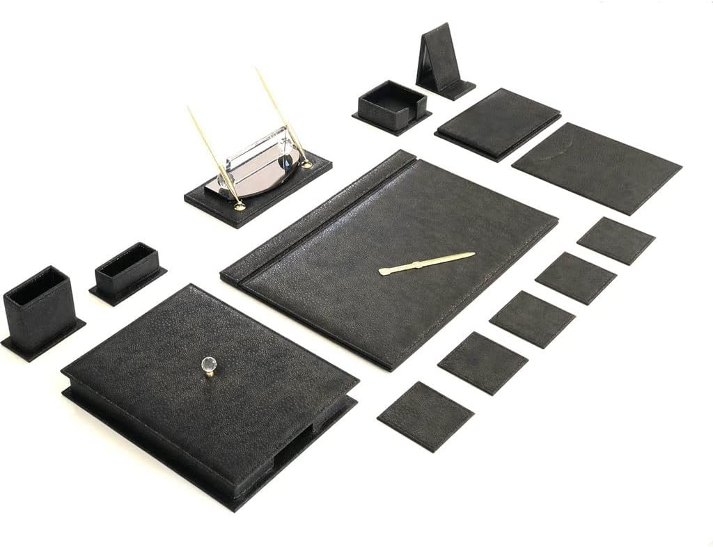 Office Desk Pad Nameplate, Phone Holder Document Organizer, Coasters, Ballpoint & Fountain Pen
