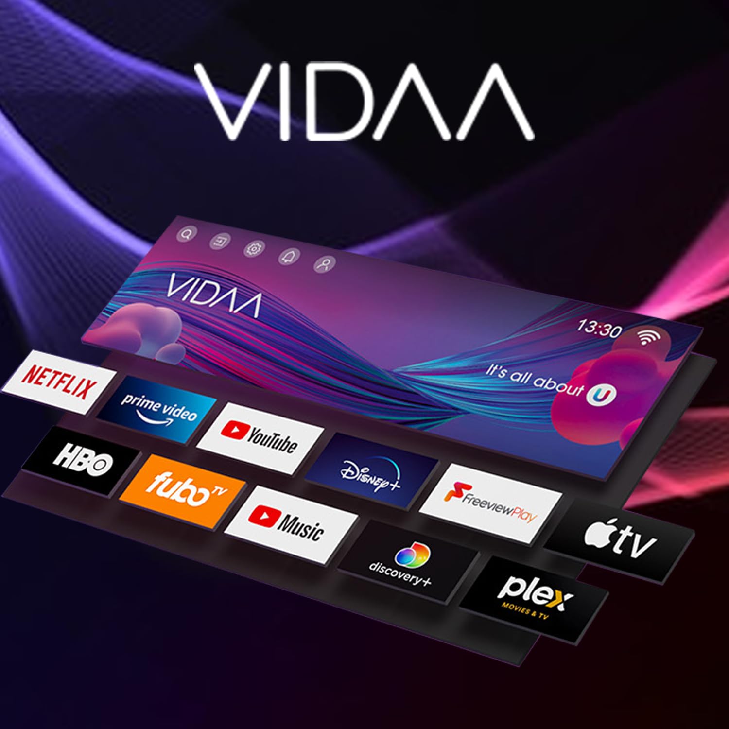 CRUA VIDAA Smart TV,24 Zoll (60 cm) TV,1366x768 HD TV,LED TV mit HDMI/USB/AV IN/Kompakt und Smart für Ihr Zuhause,Schwarz [Energieklasse E]