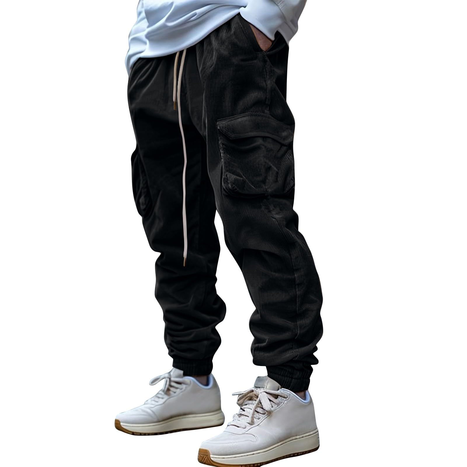 Cordhose Herren Lang Regular Fit Cord Hosen Herren Cargo Jogginghose