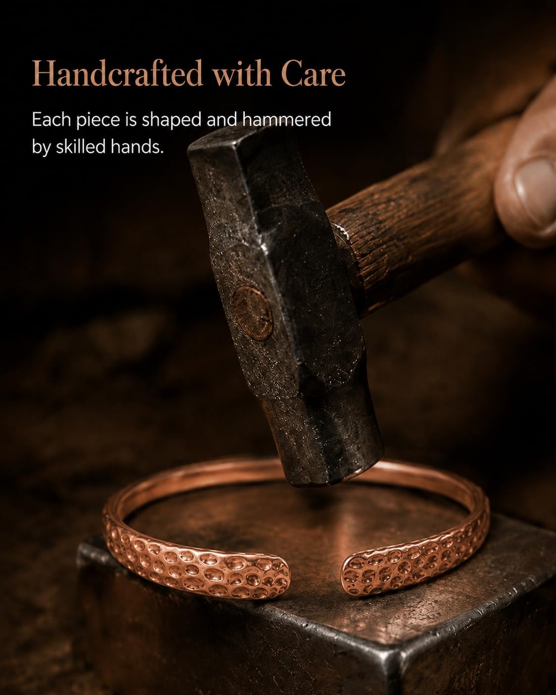 Spiral Hammered 100% Solid Pure Copper Bracelet for Men & Women