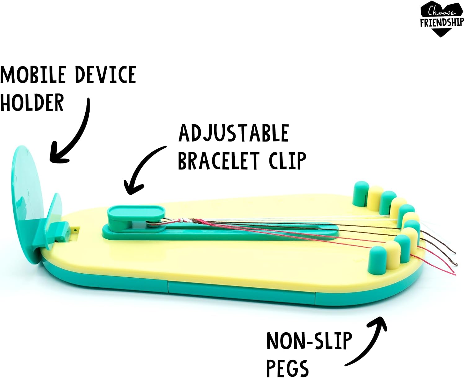 Choose Friendship Bracelet Making Kit – DIY Craft Loom for Kids Ages 8+, New & Improved Design, Includes 20 Threads, Makes 8 Bracelets, Yellow “Taffy”