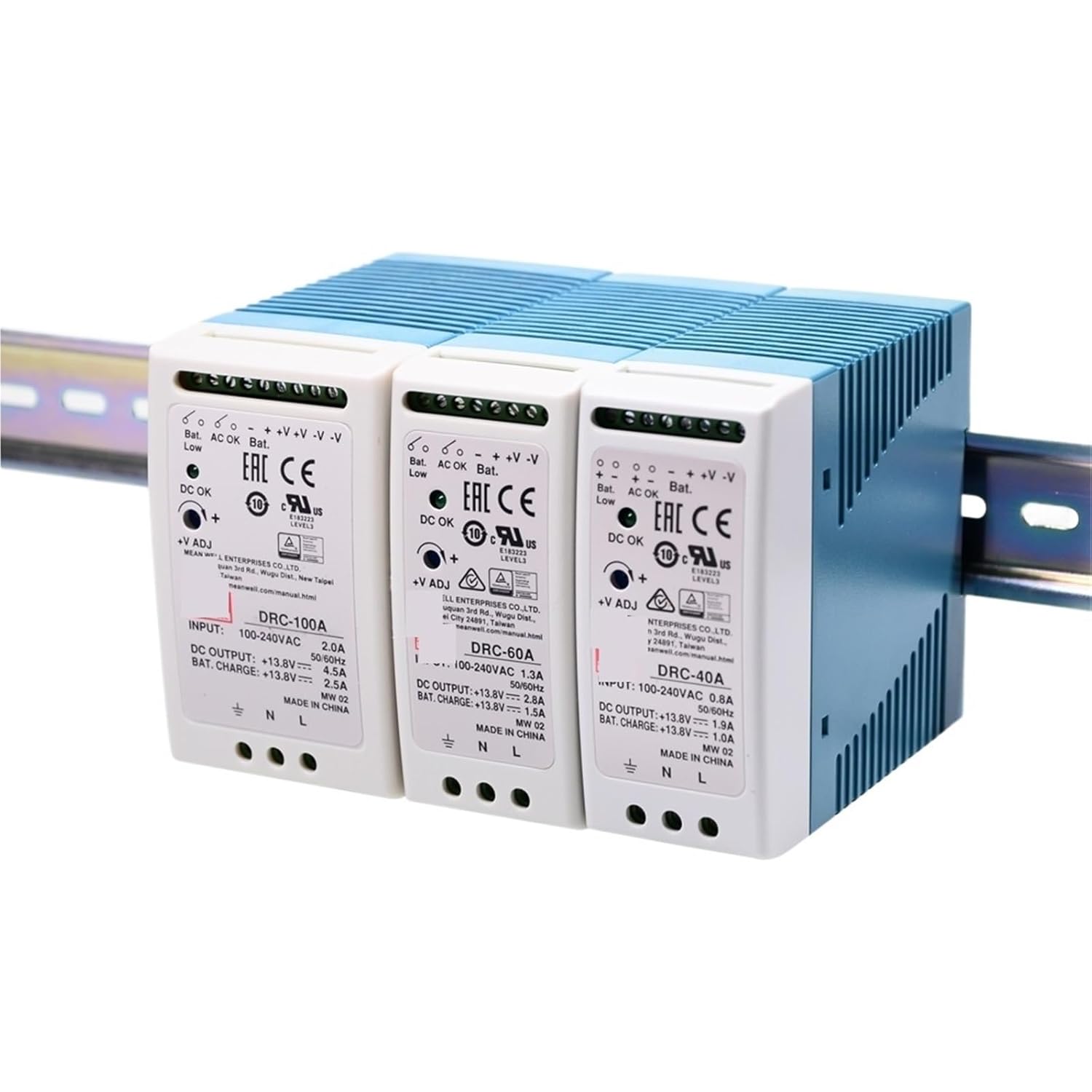 DRC-40スイッチング電源 AC DC変圧器 DINレールタイプ デュアル出力 40.02W 13.8V 27.8V 1.9A (