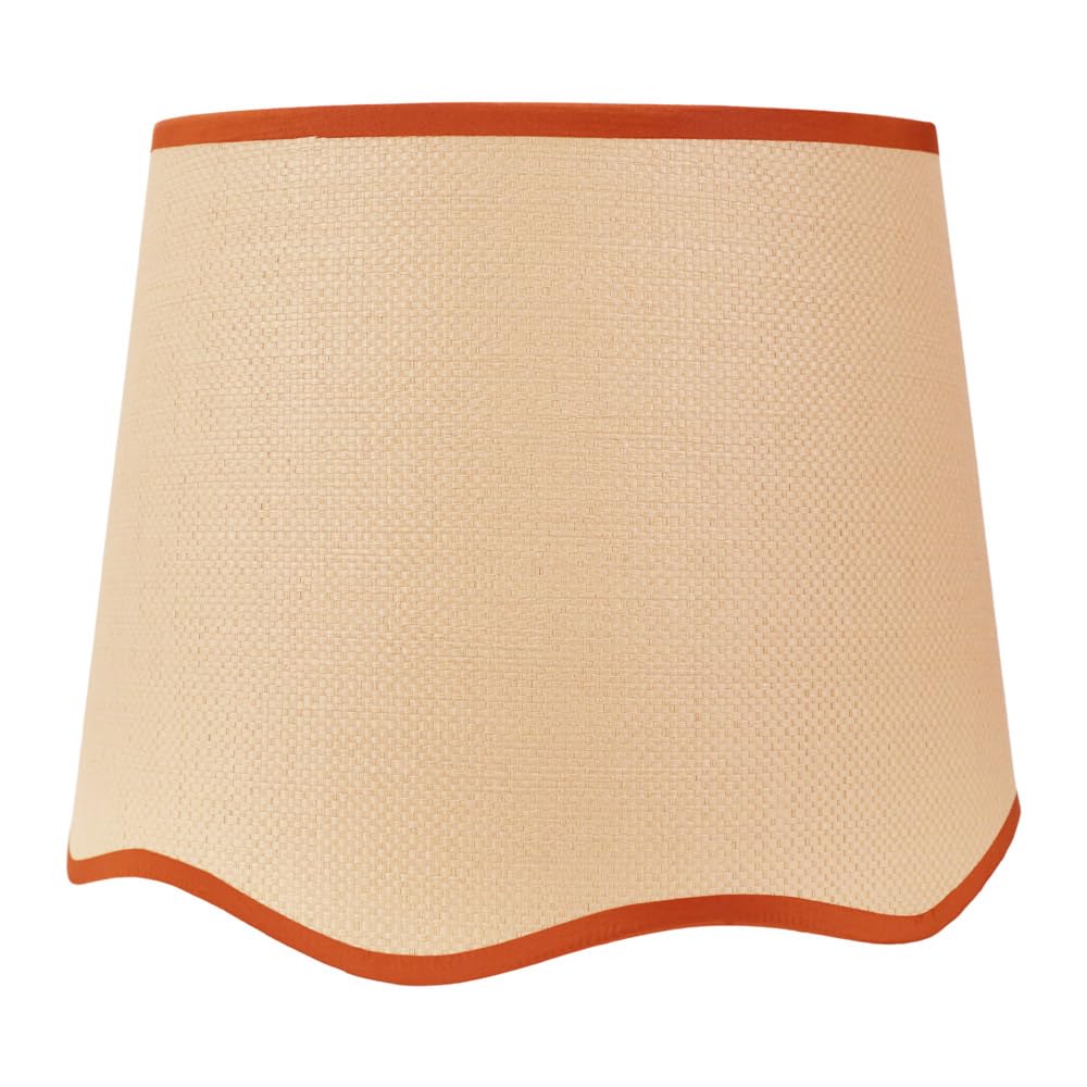 Valuelights Unisex Burnt Orange Dutton Natural Fabric Scallop Edge Large Lamp Shade With Led Bulb In