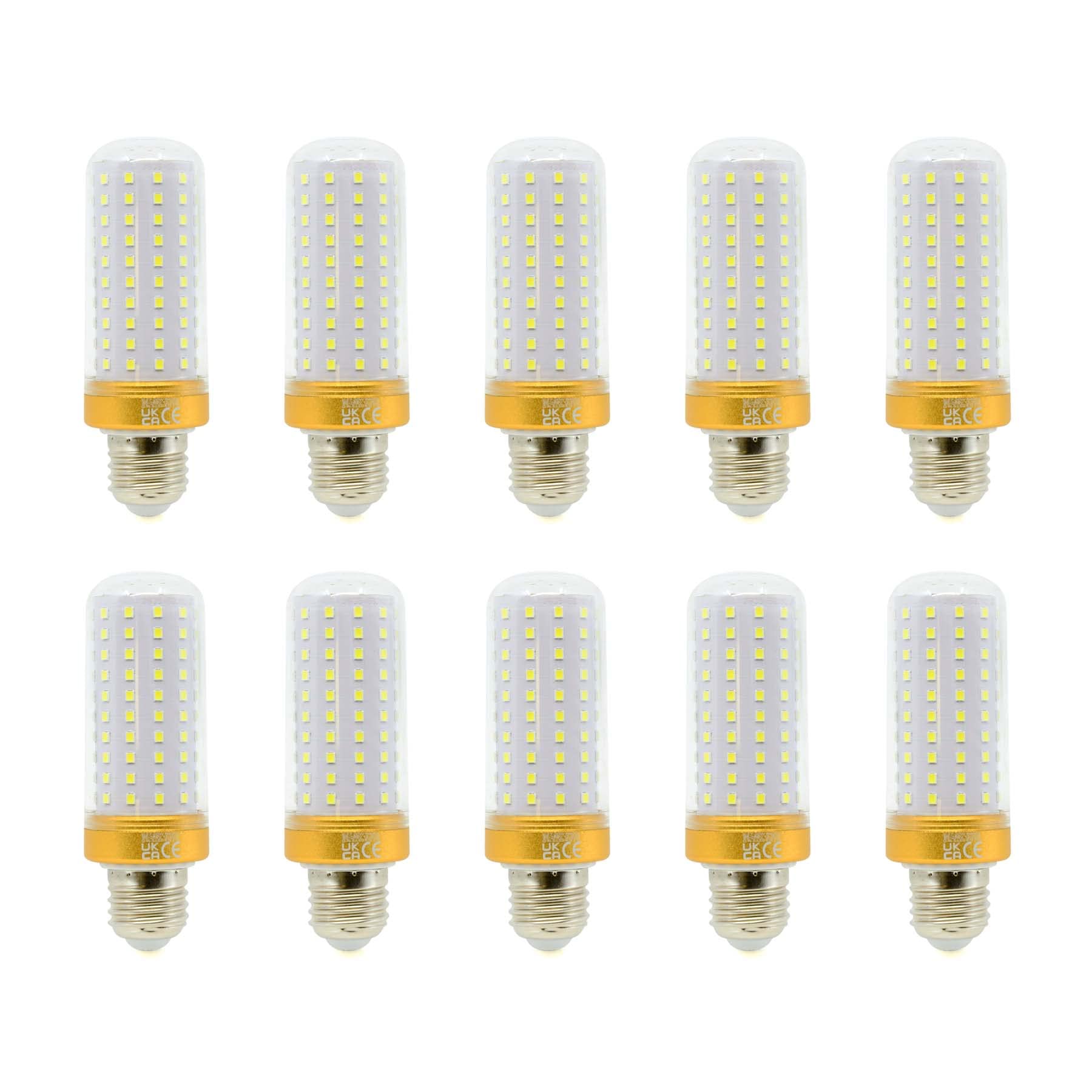 G.W.S® E27 Edison Screw LED Corn Bulb, 20W 3380Lms Warm White 3000K, 360° Beam Angle, Pack of 10