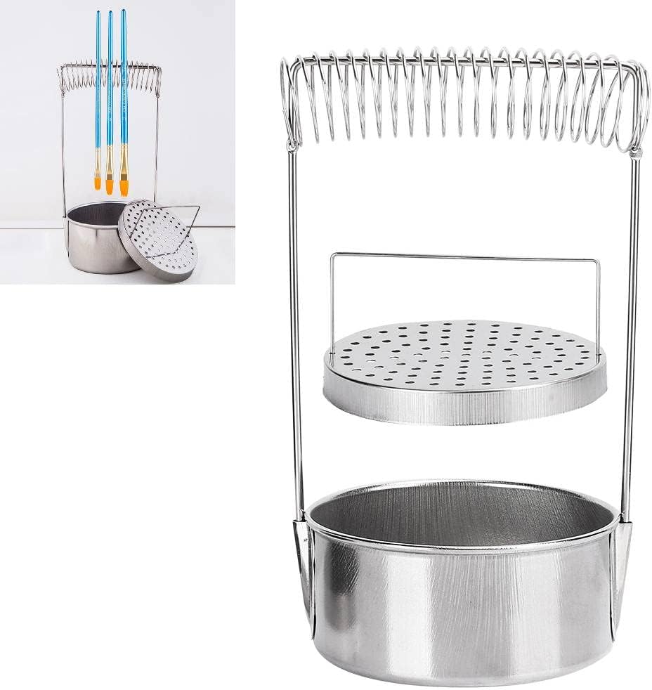 Pssopp Paint Brush Washer Stainless Steel Paint Brush Cleaner Paint Brush Bucket with Wash Filter Screen Holder Spring Paint Brush