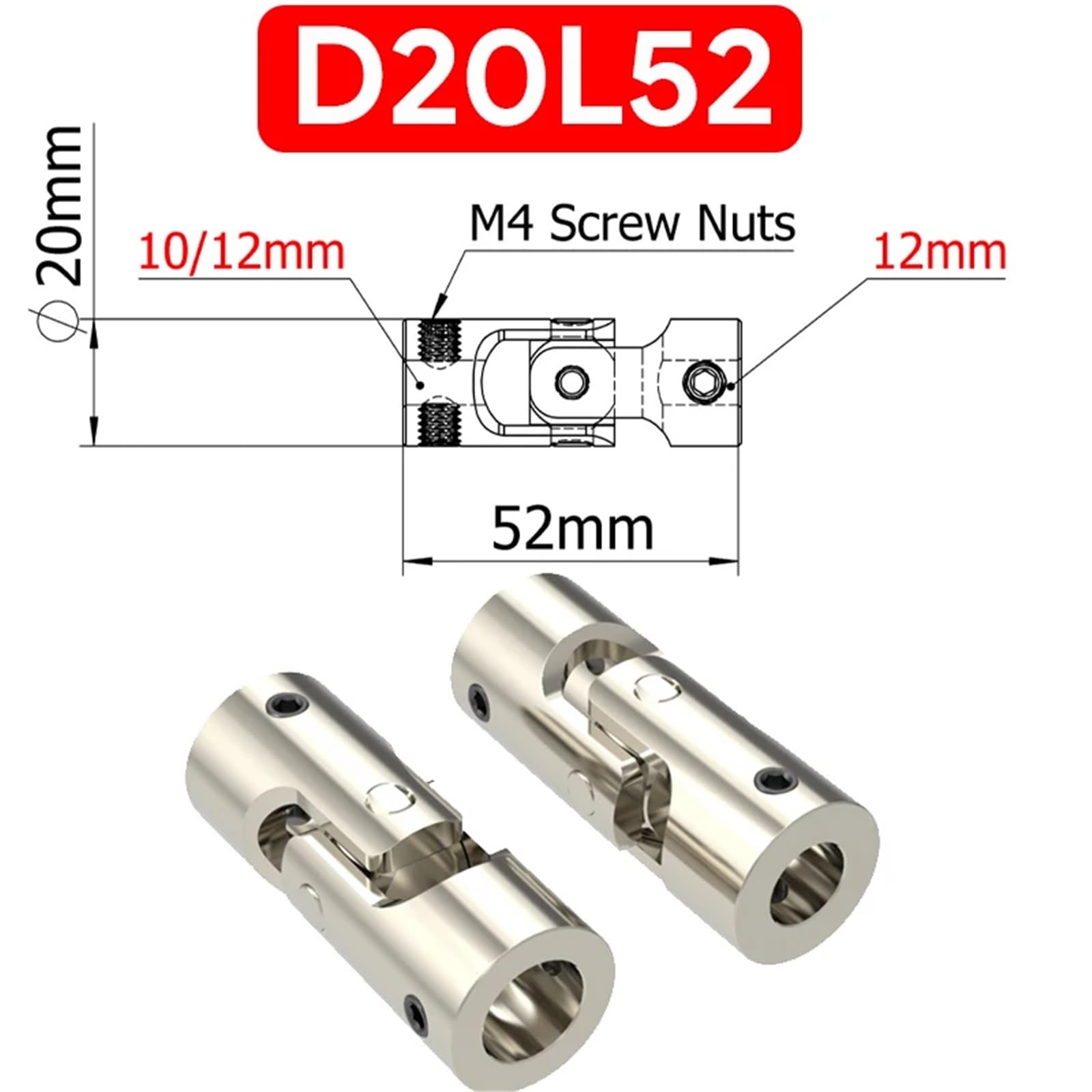 Junta de acoplamiento universal de metal de 2/2,3/3/3,17/4/5/6/8/10/12 mm, conector de motor, 1 unidad(D9L23-3.17mm-4mm)
