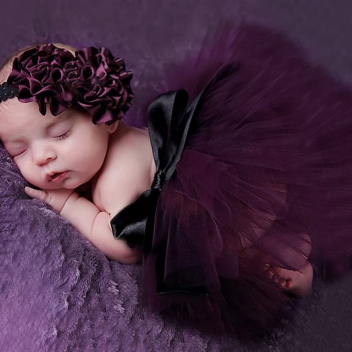 Ylsteed Newborn Girls Photography Prop Infant Tutu Skirt Newborn Lace Tulle Skirt Girl Photo Shoot Outfits Infant Princess Costume Clothes Photo Props-Purple : Electronics