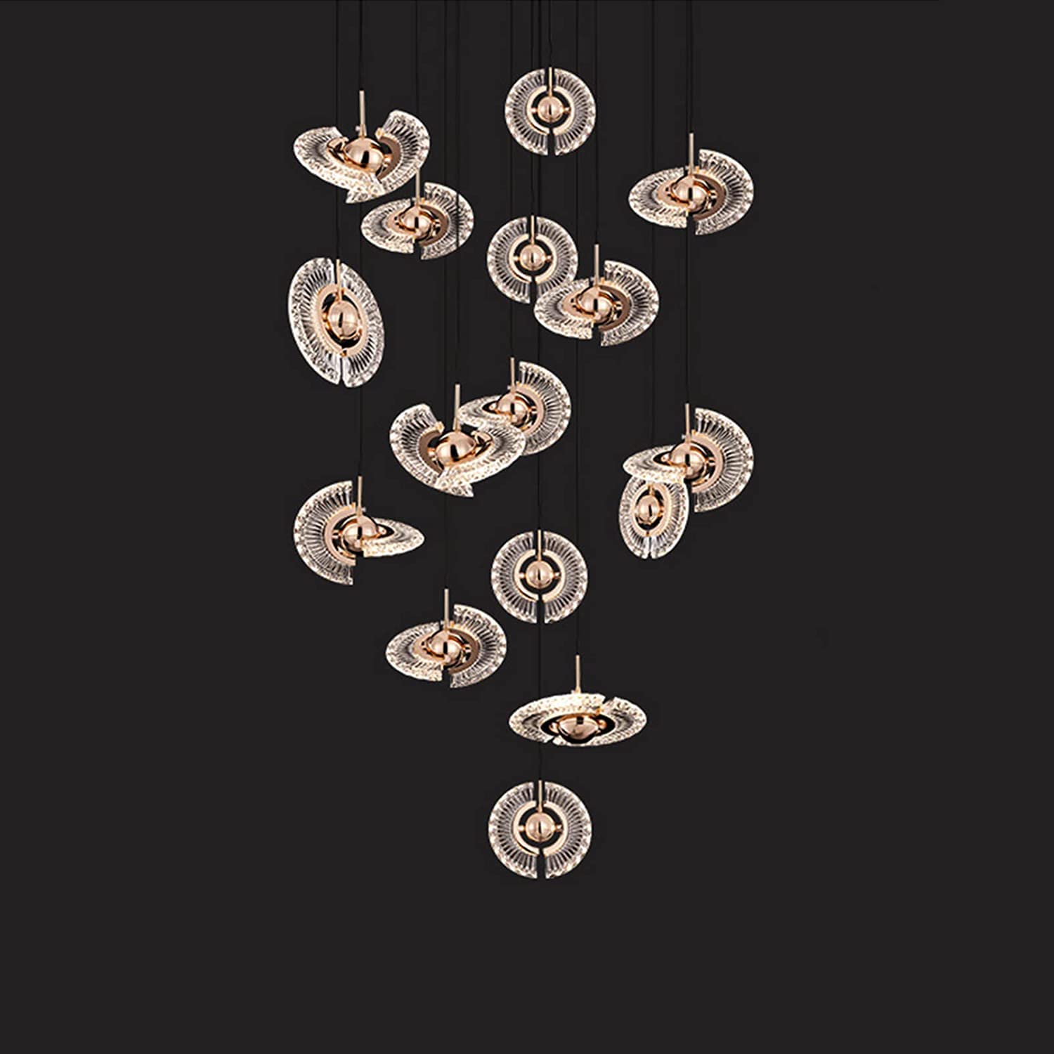 LYMSXAZOU Crystal Chandelier Lighting, Luxury Modern Led for Living Room Long Staircase Ring Light Fixture Large Home Decor Cristal Indoor Lighting Made in China