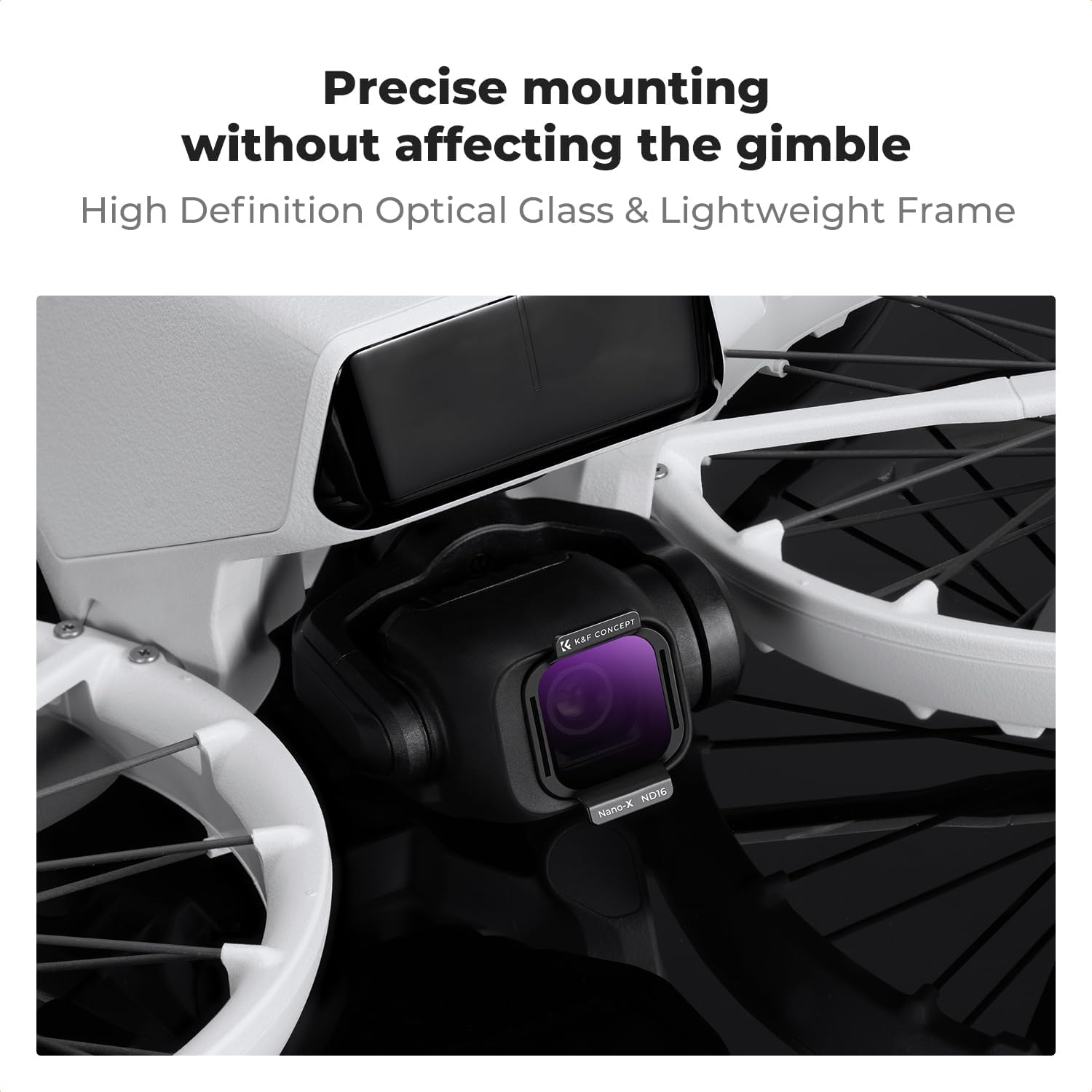 K&F CONCEPT ND Filter Kit Compatible with DJI Flip, 4Pack ND8 ND16 ND32 ND64 Neutral Density Light Reduction Drone Lens Filter Set, Multi-Coated HD Optical Glass Drone Accessories