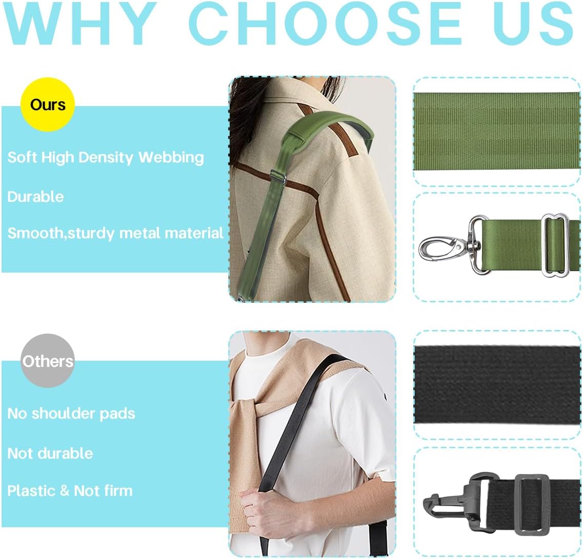 Shoulder Strap Removable Shoulder pad Universal Replacement Bag Strap with Metal Hooks for Luggage Messenger Briefcase Computer Crossbody Bags Laptop Tool Case, Green