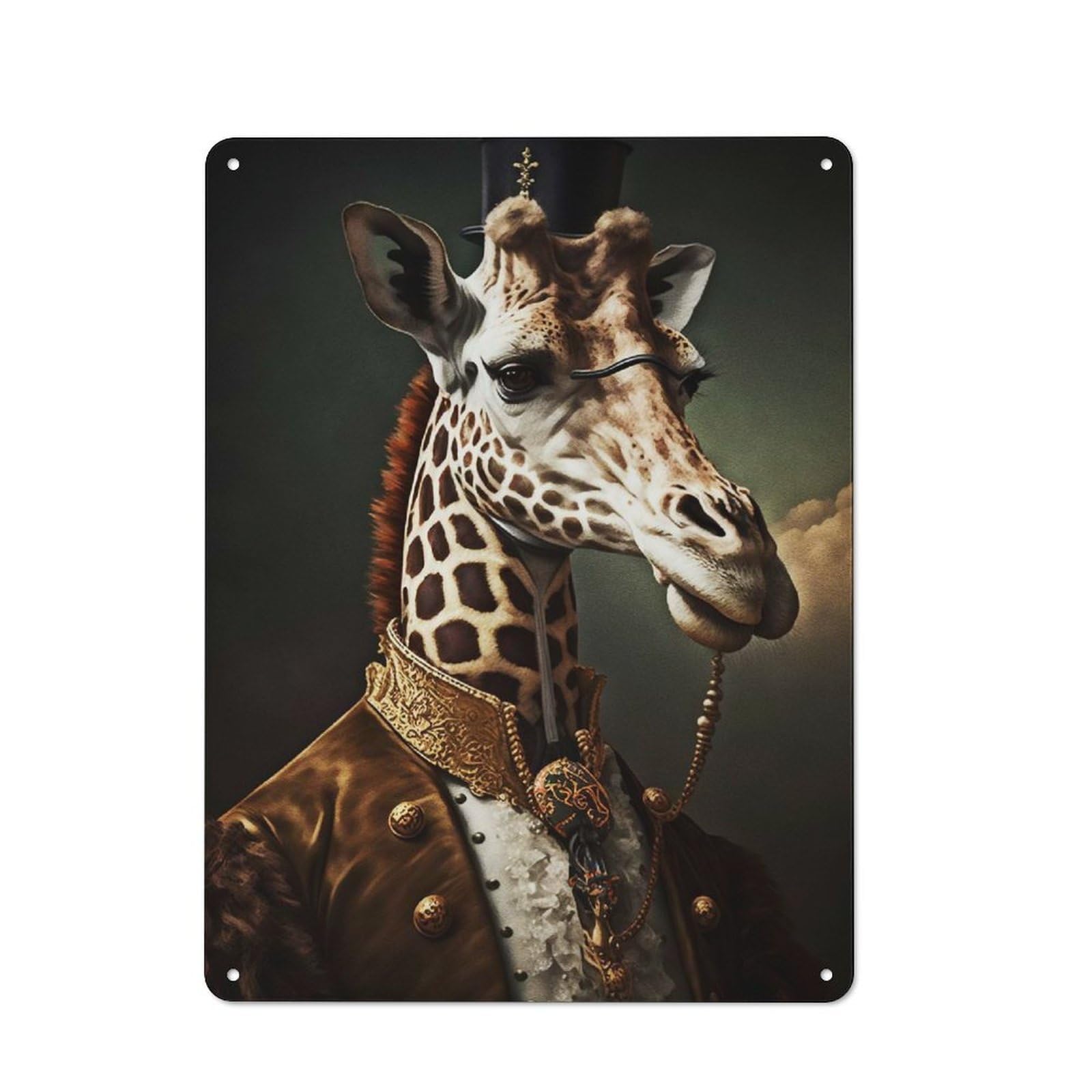 Loft Style Giraffe Aristocrat Decorative Metal Plaque 40x30cm, Studio Wall Art for Workspace, Cafe, Hallway Or Garage