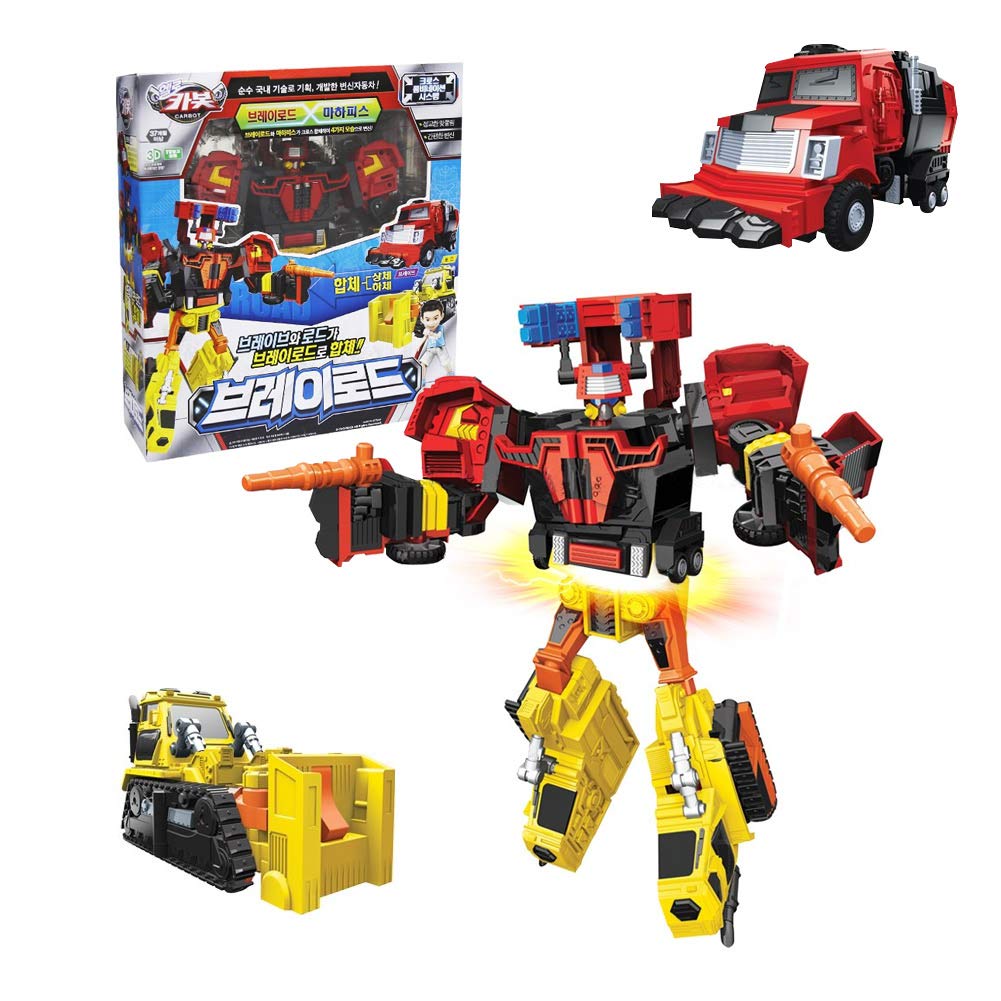 SonokongHello CARBOT Brayroad, Two Car (Truck+ Bulldozer) Cross Combination Robot, Transformer Action Robot
