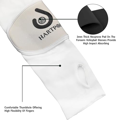 Miniatura 4 de HARTPOR Mangas de brazo de voleibol que pasan las mangas del antebrazo con almohadilla de protección y agujero para el pulgar para los jóvenes,