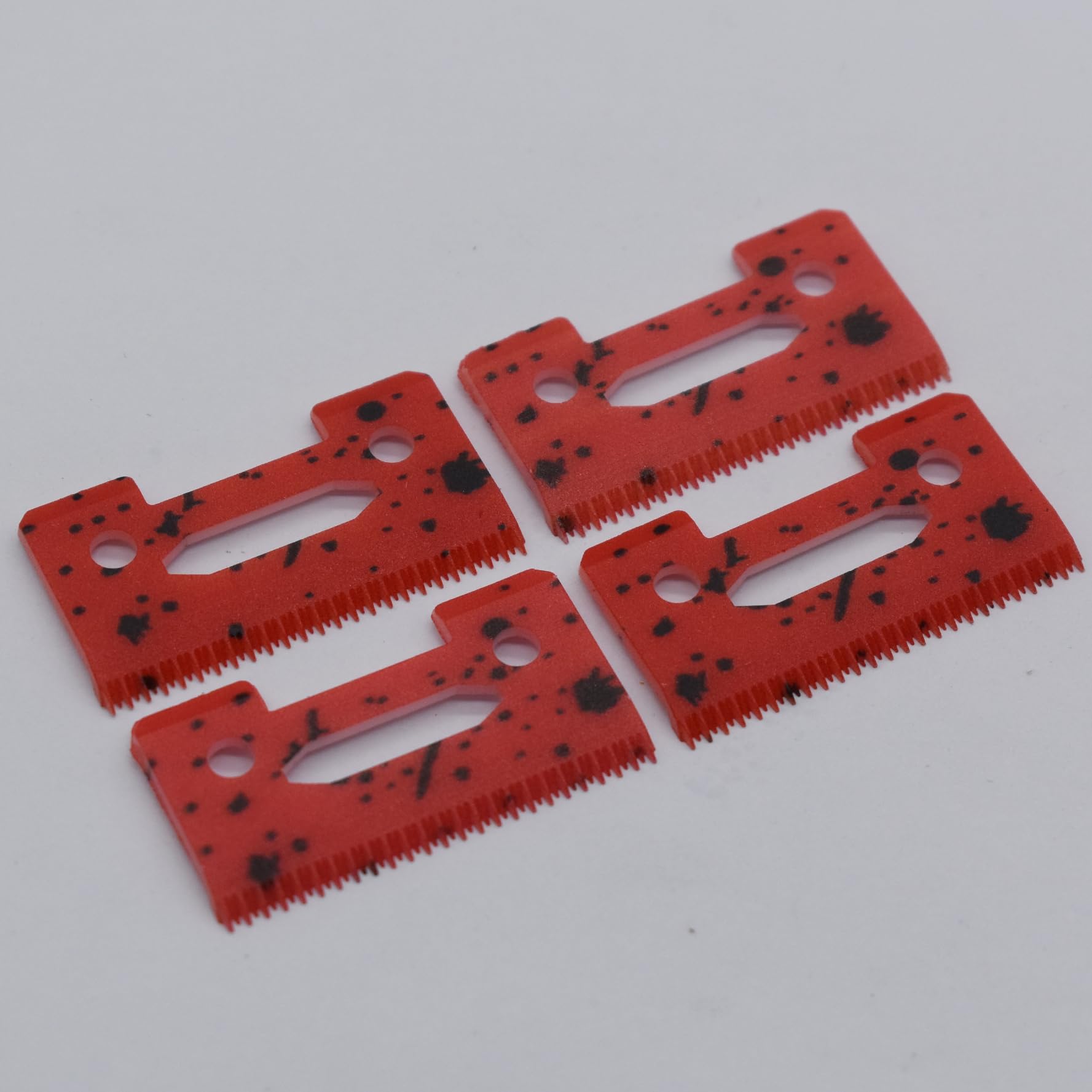 4 Pieces Professional 2-Hole Stagger Tooth Replacement Cutter Blade, Zirconia Ceramic Moving Blade Compatible with Wahl Professional 5 Star Series 8148 8504 1919 8591 Hair Clippers (Red)