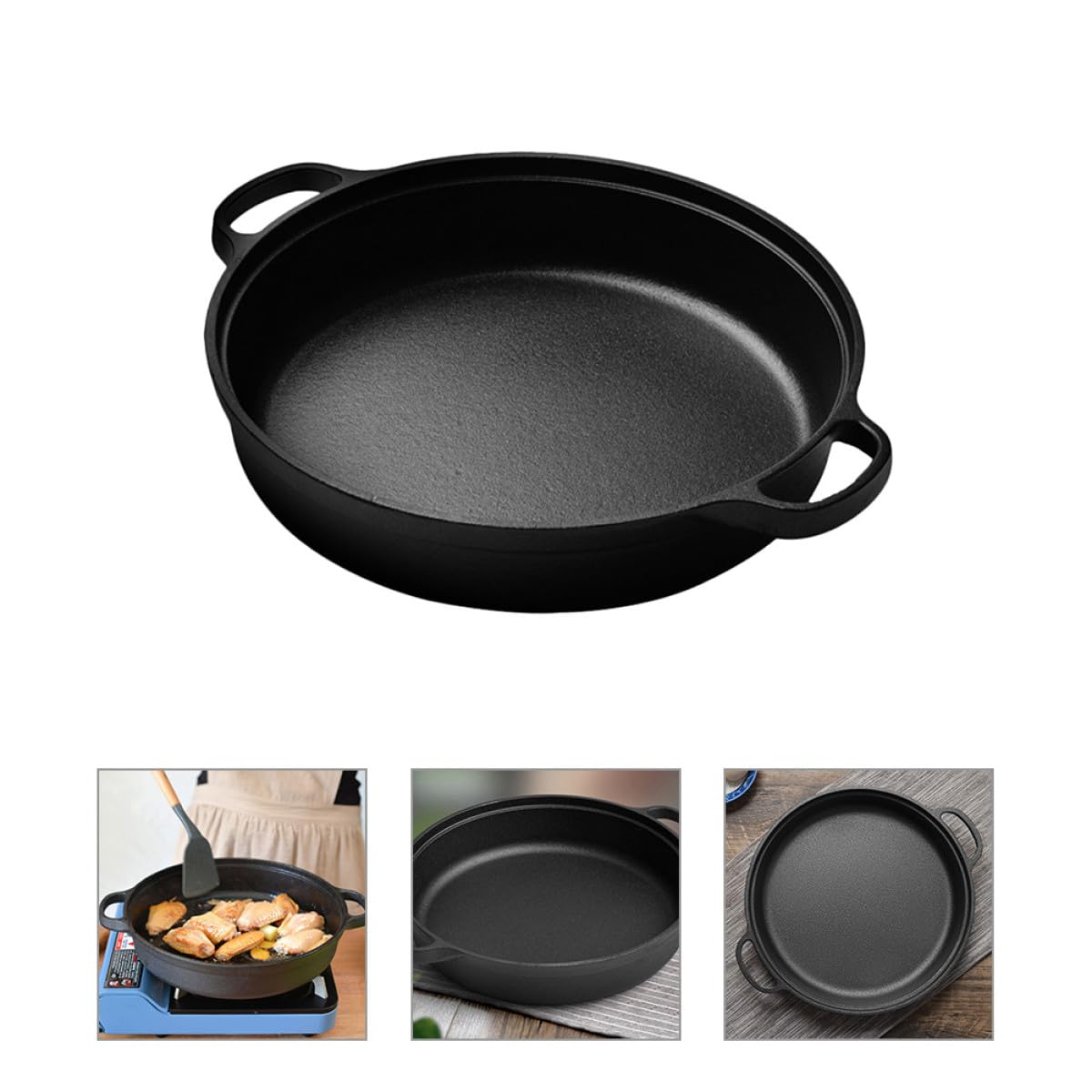 Didiseaon Olla de Hierro Fundido Redonda para Cocina Doméstica Calentamiento Rápido y Asas Ergonómicas, Adecuado para Cocinar en Interiores y Olla Caliente