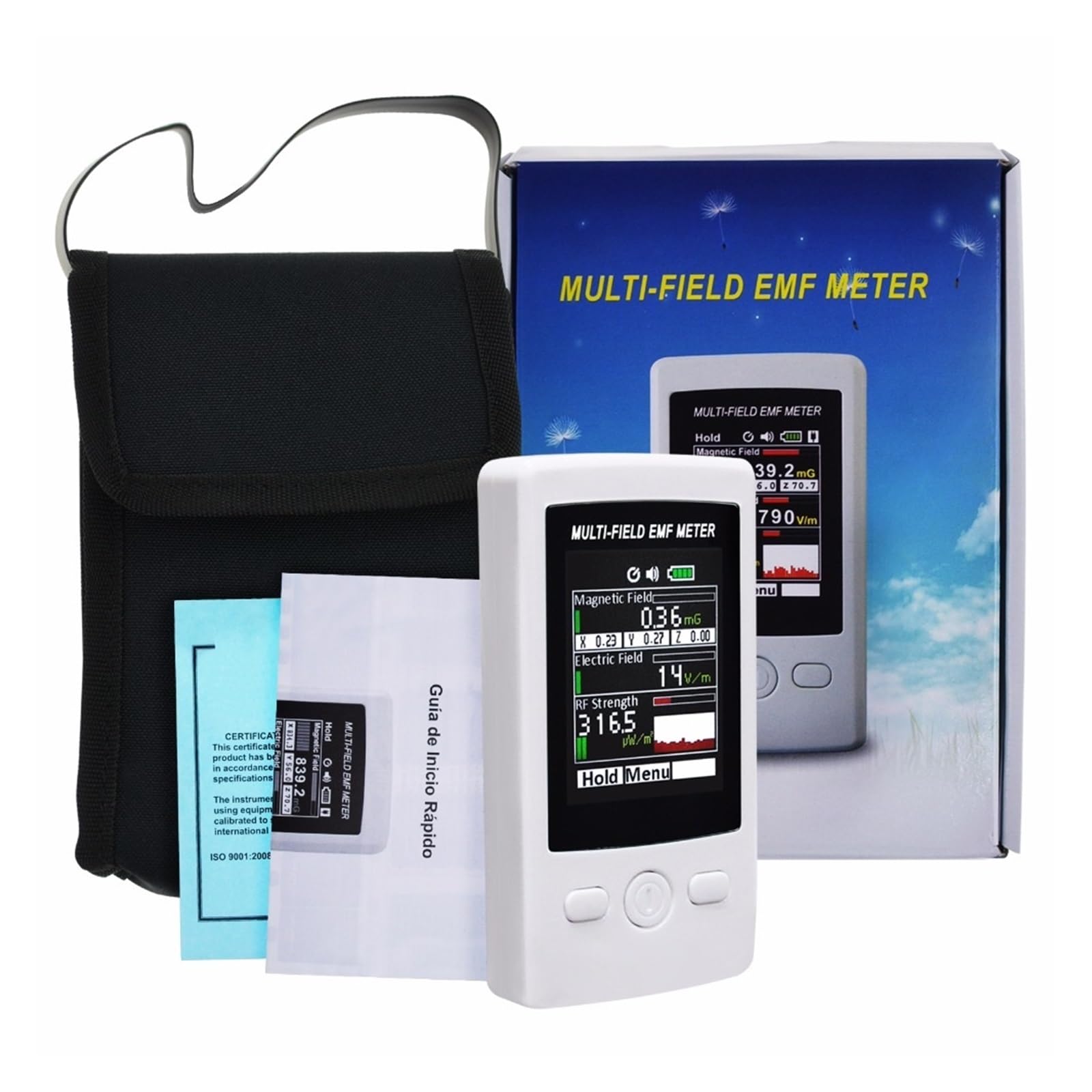 Probador De Intensidad Campo Electromagnético Digital Medidor EMF Gauss Con Indicador Advertencia Medición de Precisión