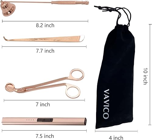 Miniatura 6 de Juego de mechas de velas, juego de encendedor de arco, kit de cuidado de velas, plasma eléctrico recargable por USB, encendedor largo a prueba de