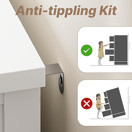 Miniatura 9 de LYNSOM Cómoda blanca para dormitorio, cómoda de 6 cajones con asas de metal, cómoda de madera moderna para sala de estar, entrada y pasillo