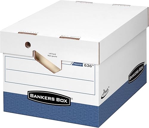 Miniatura 2 de Bankers Box PRESTO - Cajas de almacenamiento resistentes con asas ergonómicas, montaje instantáneo, tapa abatible, carta/legal, caja de 12 unidades