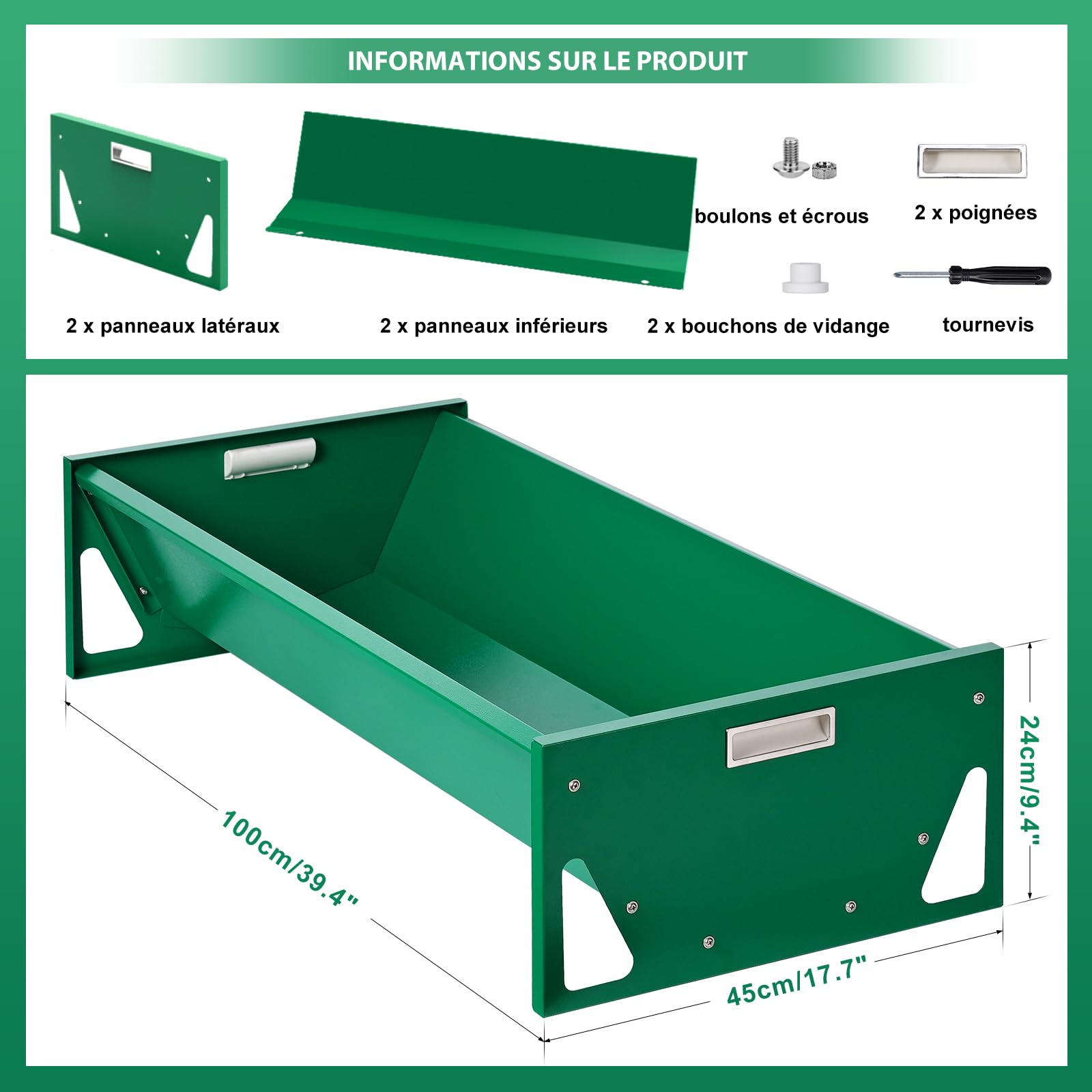 Mangeoire Cheval Acier Galvanisé 100cm Grande Capacité Mangeoire Mouton ExtéRieur pour éLevage de ChèVres Et Moutons Mangeoires pour BéTail Lourd de Charge RéSistant pour Chevaux ChèVre Vache