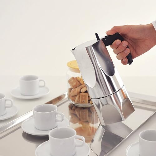 Miniatura 6 de Alessi MT18/6 "Ossidiana" - Cafetera de 6 tazas con mango de fundición de aluminio y perilla en resina termoplástica, color negro