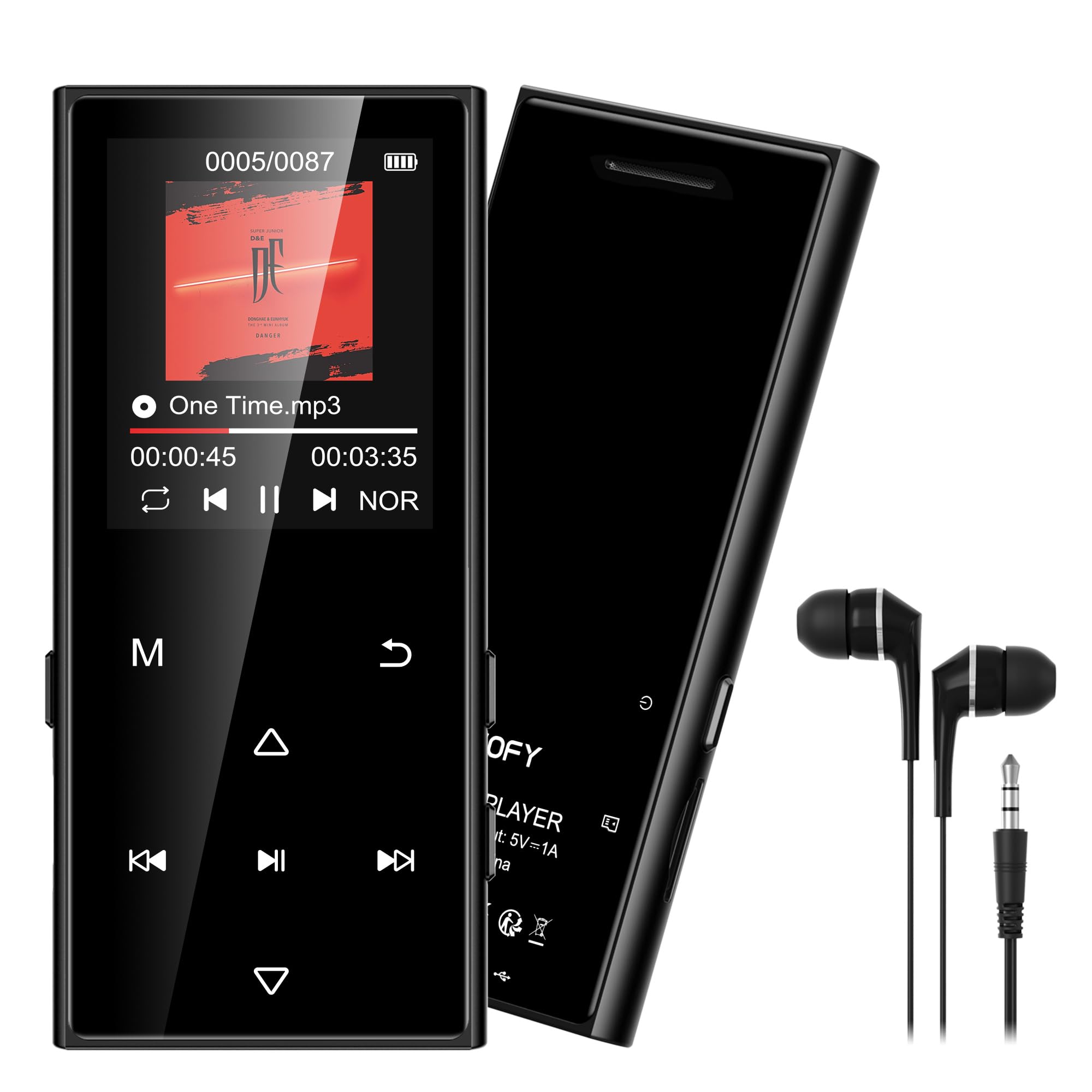 SWOFY 128GB MP3-Player Bluetooth 5.3, 1.8-Zoll-Screen & HiFi-Musik, mit Lautsprecher, FM-Radio, E-Book-Funktion und Aufnahmefunktion (schwarz)