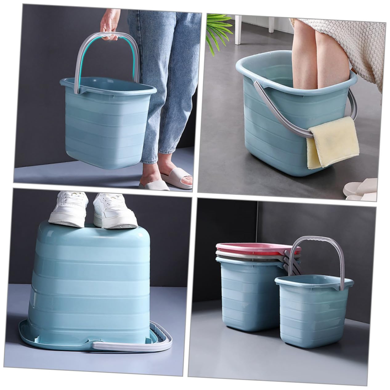 Secchio in Plastica Manico, Multiuso, Robusto per Casa e Hotel