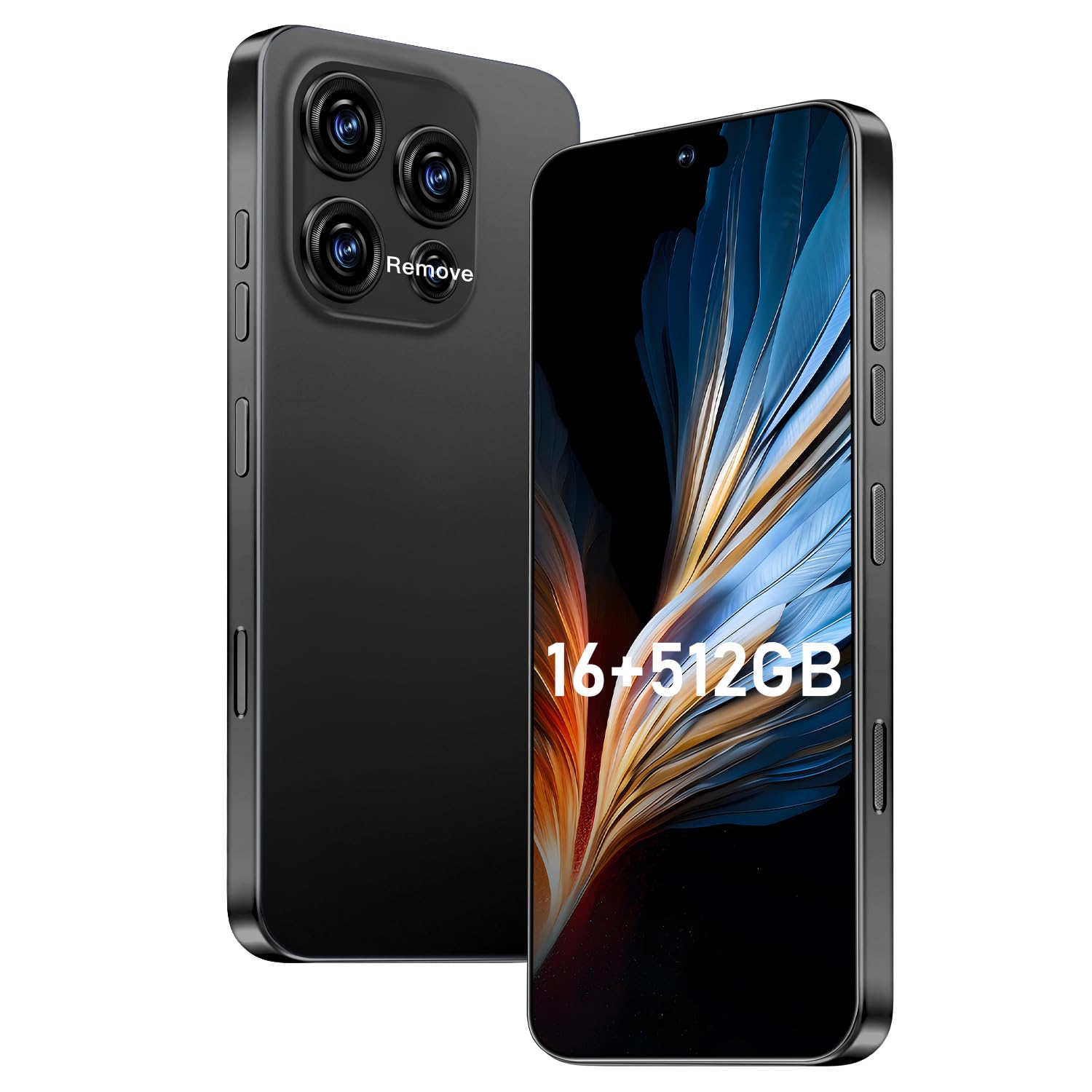 OEJBK 16PM Smartphone New Upgrade 16GB+512GB/6.99" Display 68+108MP Zoom Camera,Tempered Glass Finish, 7000mAh Android 14 Smartphone (Black)