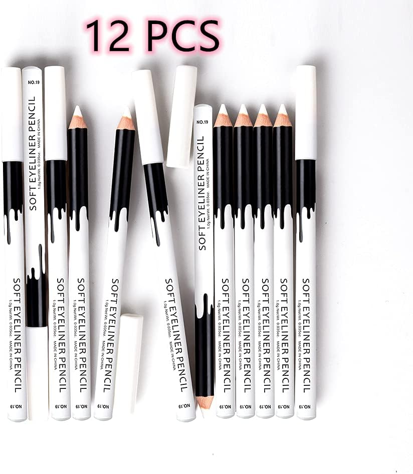 12 Pcs Eyeliner Highlighter Eye Liner Pen Professional White Eyeliner Pencil Set Eye Liner Eye