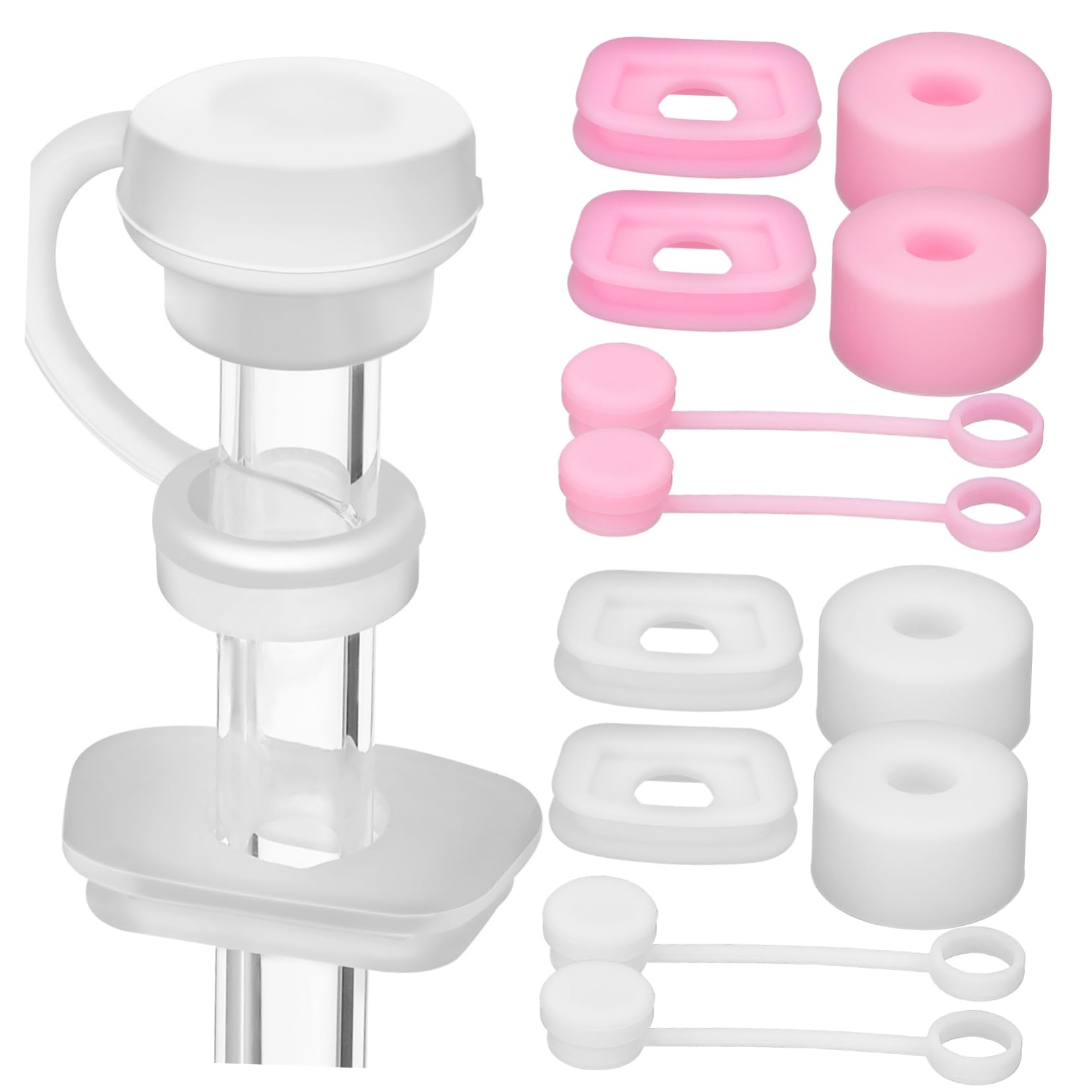 OKUMEYR 12pcs Straw Covers for Tumblers Leak -spill Stopper Accessories Fits Cups Convenient Travel Drinking
