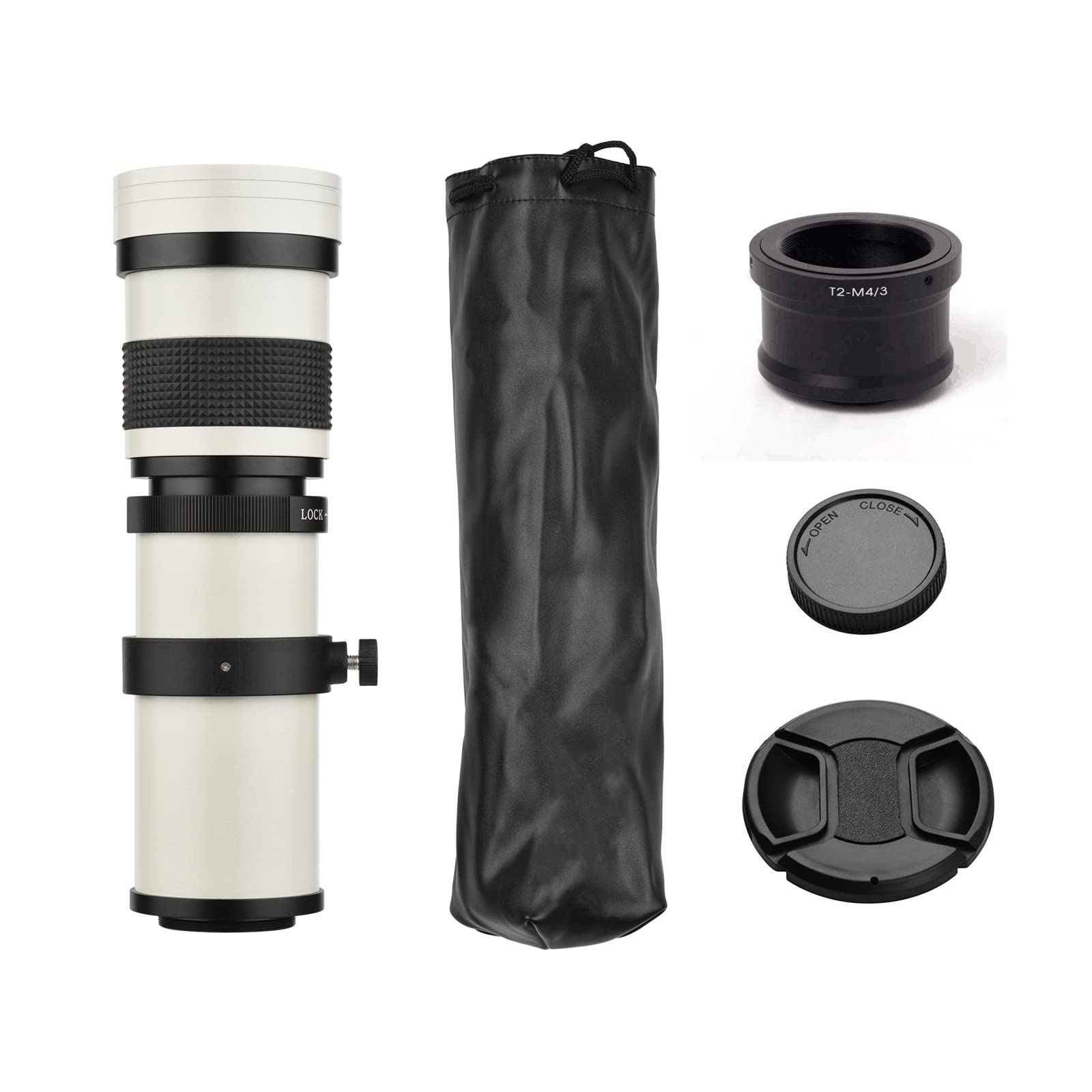 Super Teleobiettivo Zoom Manuale 420-800mm F/8.3-16 + Attacco T per G9 GH5 II GX7 GX8 GX9 GX850 G90 G91 G95 G100, E-M1 E-M5 E-M10 I II III E-PM2 E-PM1 Pen -F Fotocamera DSLR