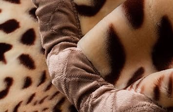 LGYKUMEG Warm Blankets for Winter 525 GSM Mink Blanket -Soft and Warm 2 Ply Reversible Bed Blanket for Autumn Winter,Leopard,150x200cm2.5kg