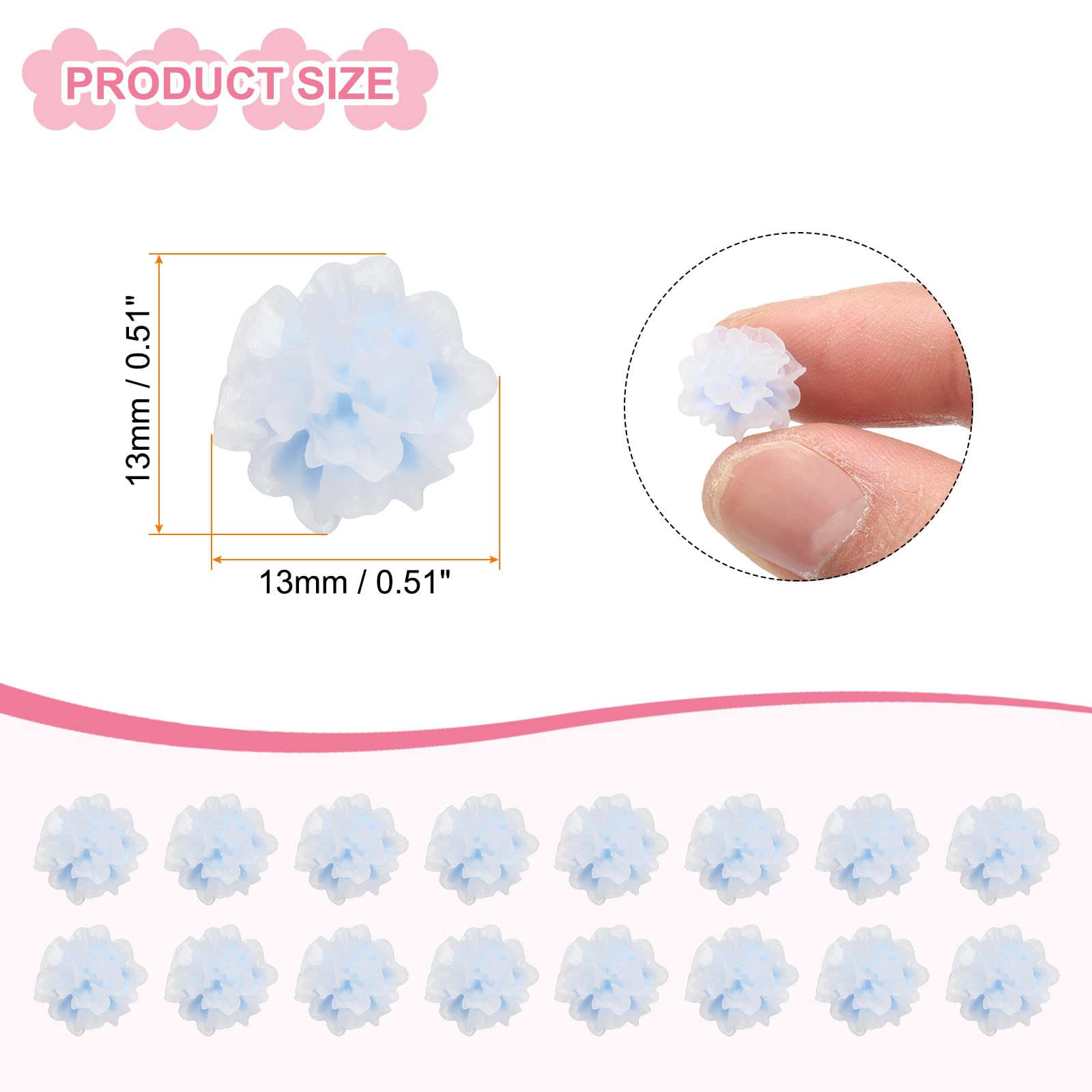 CoCud Mini Resin Flower, 0.51" Diameter, Miniature Tiny Luminous Flower Charm Dollhouse Blue - Image 2