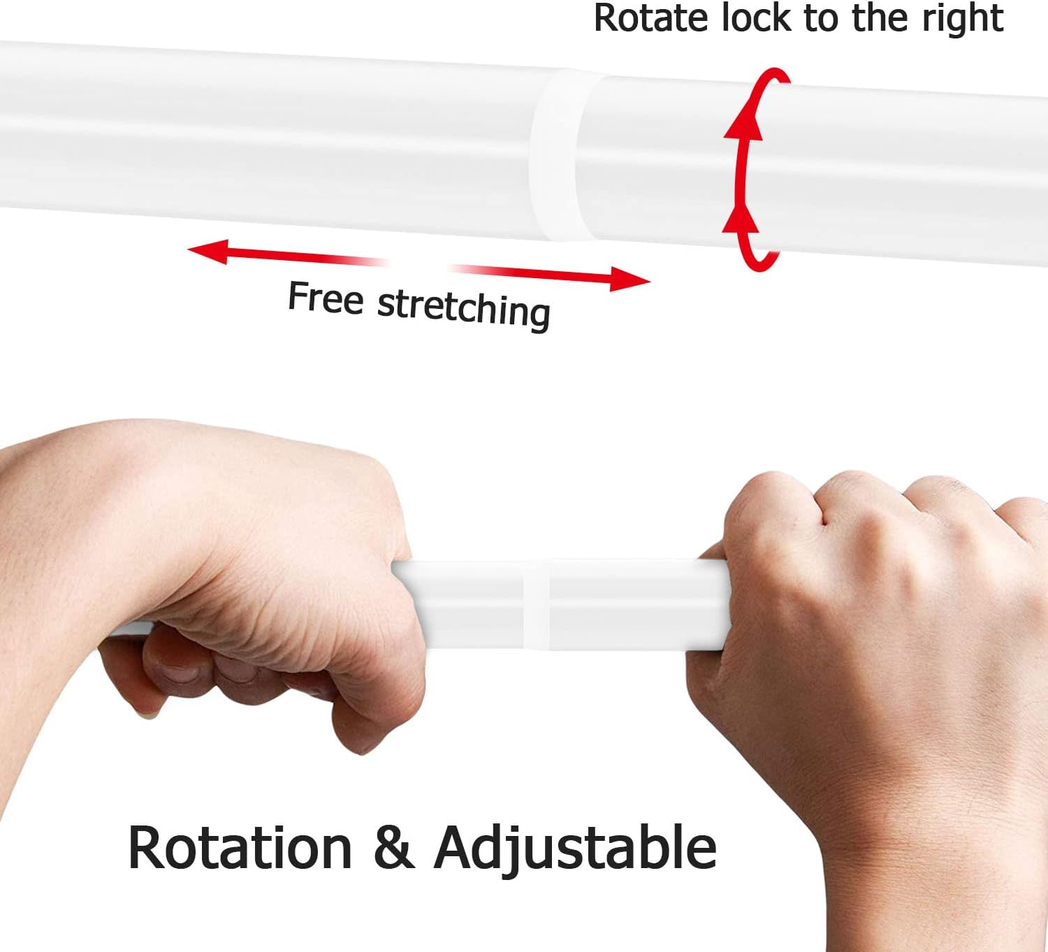 Stretchable 304 Stainless L Shaped Bathroom Bathtub Corner Shower Curtain Rod Rack (Large Size: White 27.55"-39.37" x 47.24"- 65"/70-100x120-165CM)