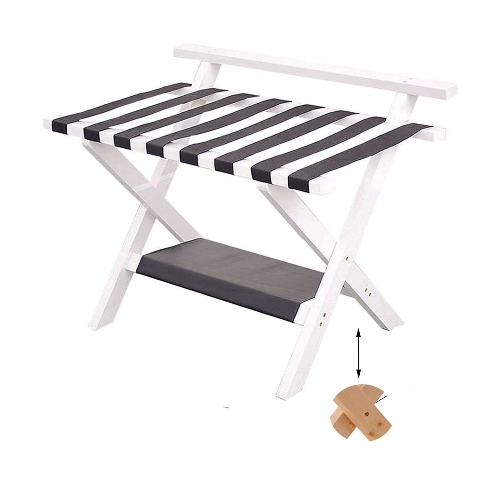 MSHGSKU Hotel Room Foldable Luggage Rack Suitcase Holder, Luggage Rack Compartment Case Backpack, Luggage Rack Made Of Solid Wood,White