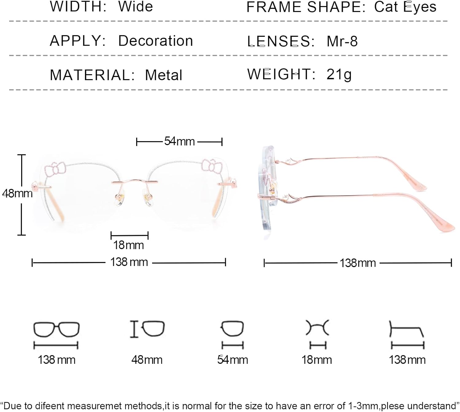 Rimless Cat Eye Blue Light Glasses for Women