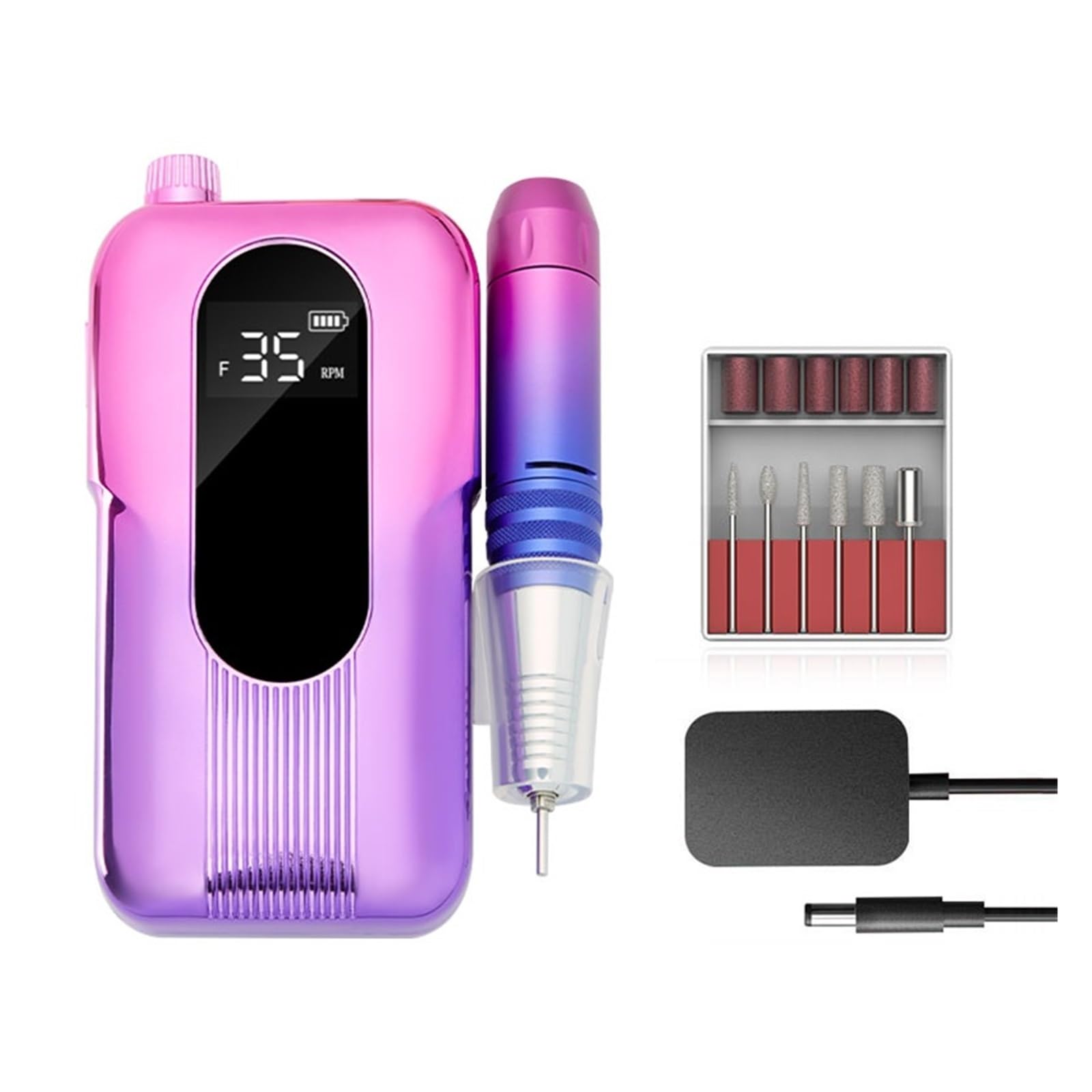 Nagelfräser, 35000 U/min Professionelle Nagelbohr-Maniküremaschine, elektrische Nagelfeilenschleifmaschine mit LED-Anzeige for Entfernen von Gel-Nagellackstift(Gradient)