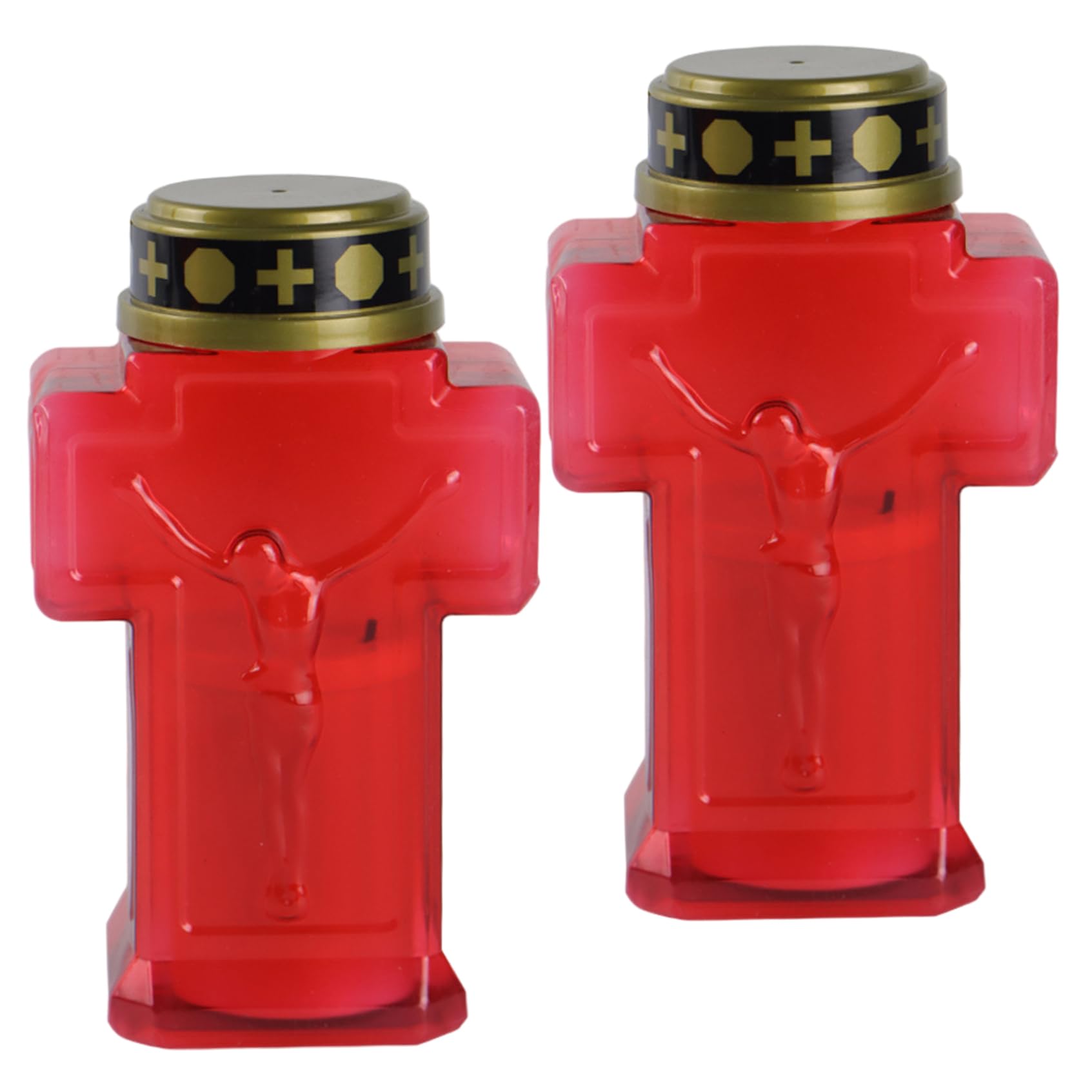 Licsaliwe Red Cross Candle, 2Pcs Flameless Battery Powe Led - Grave Decorations For Cemetery, Church, Remembrance