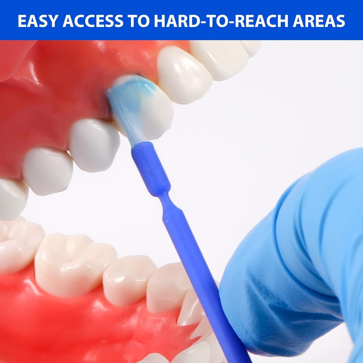 200 pennelli applicatori dentali usa e getta, applicatore di fluoro dentale sbiancante e desensibilizzante (blu e bianco)