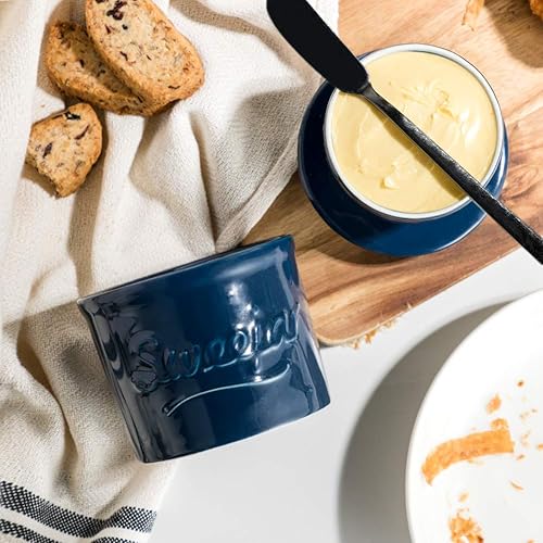 Miniatura 8 de SWEEJAR Mantequilla de porcelana, manteca francesa mantiene la mantequilla fresca, suave y untable, sirve mantequilla fácil para los amantes del