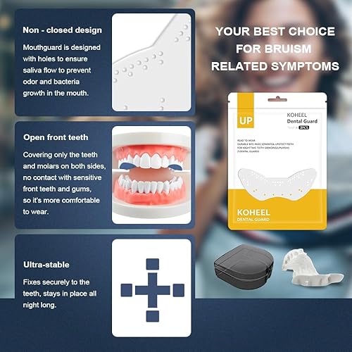 Miniatura 5 de KOHEEL Protector bucal ligero para rechinar y apretar los dientes, protector nocturno para detener el bruxismo, protector bucal TMJ (paquete de 1)